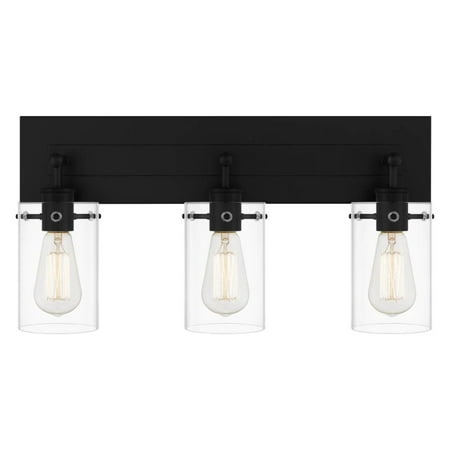 21 in. 3-Light Matte Black Vanity Light