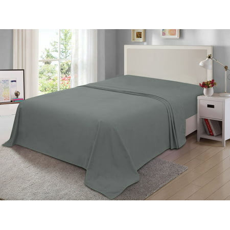 Mainstays Easy Care 300 Thread Count Cotton Rich Percale Grey King Flat Sheet