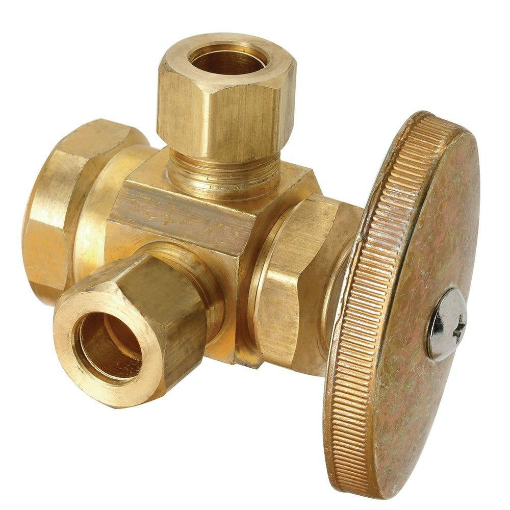 BrassCraft MAUT31RDE Valve < 0.25 -Percent Lead 3 Way 1/2" Fip Inlet X 3/8" Od. Multi-Turn Rough Brass 3/8" Od.