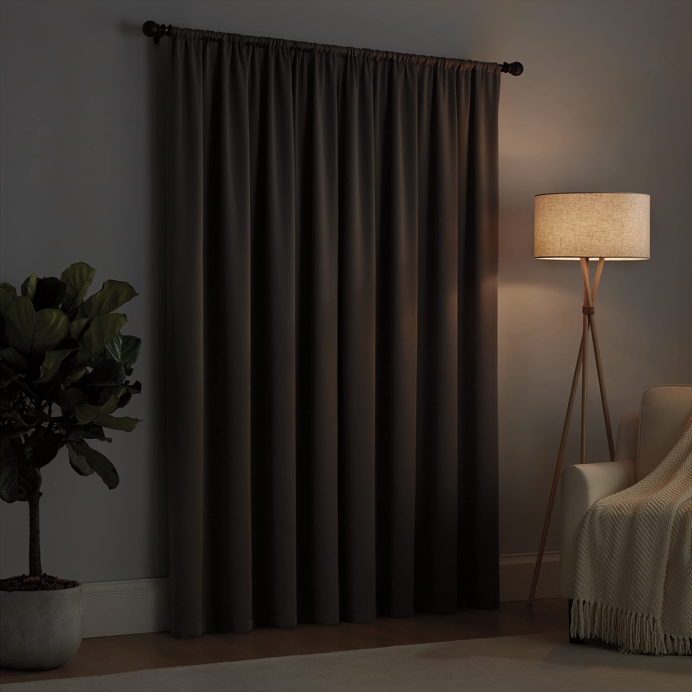 Eclipse Solid Thermapanel Modern Room Darkening Rod Pocket Window Curtain for Bedroom (1 Panel), 54 in x 84 in, Taupe