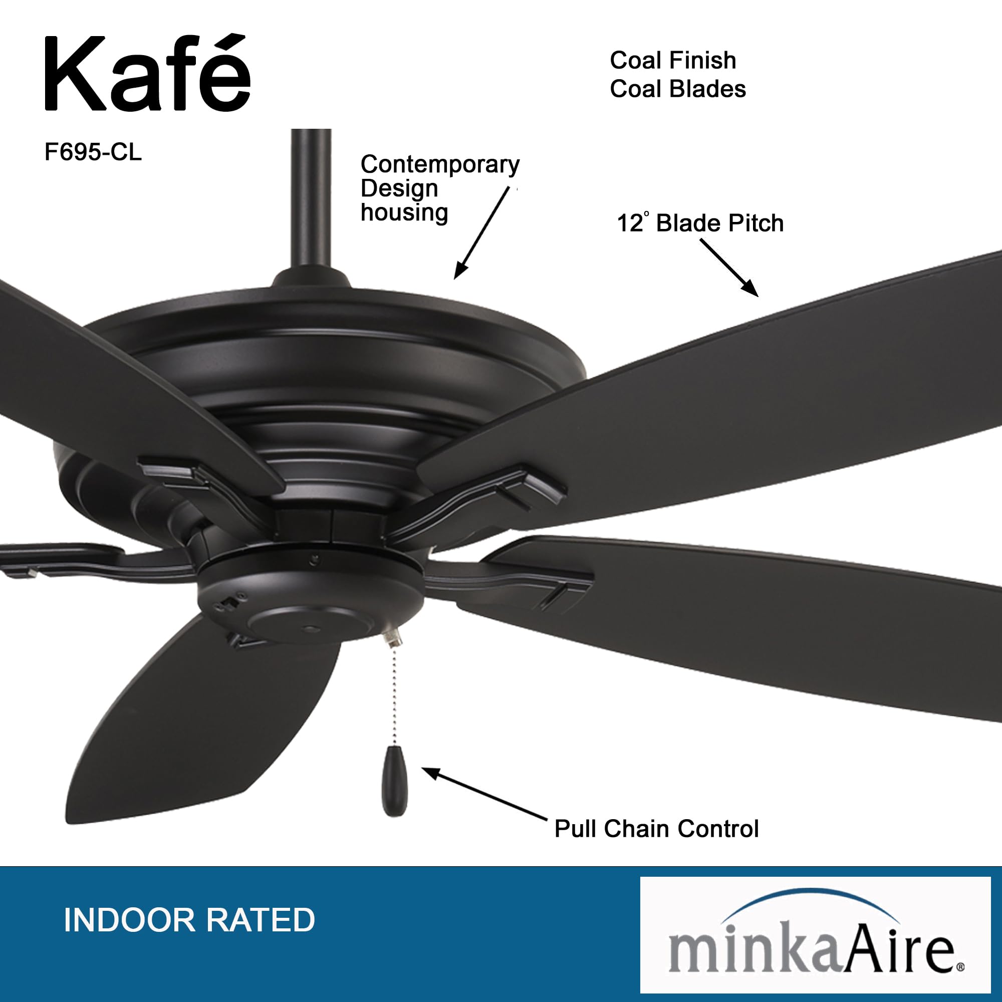 Minka-Aire F695-CL Kafe 52 Inch Ceiling Fan in Coal Finish