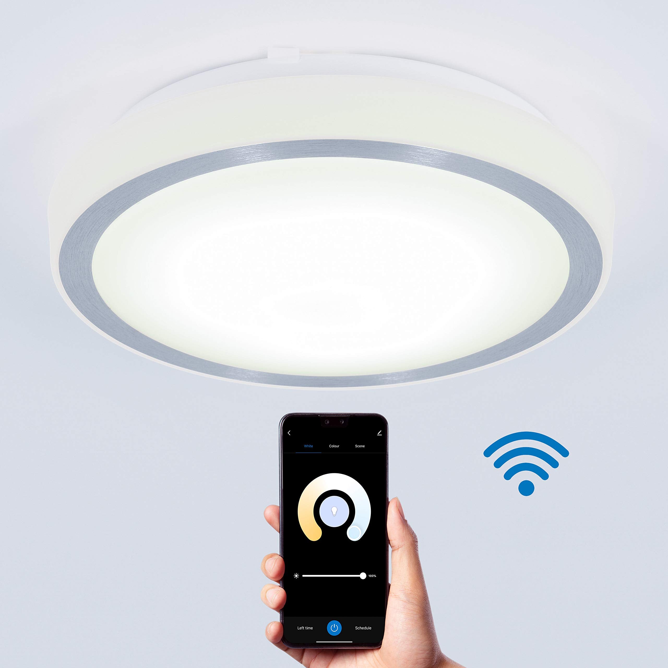 artika Pluto 25W Smart Wi-Fi LED Flush Mount Ceiling Light Fixture, White Ideal for Bedroom, Hallway, Kitchen, 1750 Lumens 2700 Kelvin Made of Aluminum, No Bulb Required