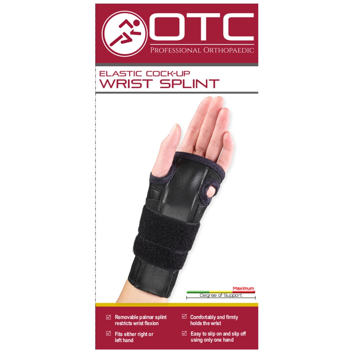 OTC Reversible Wrist Splint, Cock-up Lacing, Knit Elastic