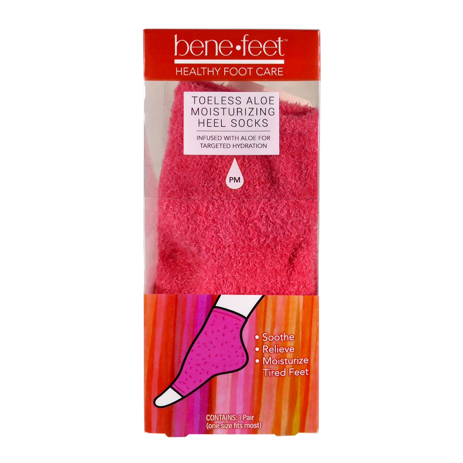 Benefeet Toeless Aloe Moisturizing Heel Socks - Effective Overnight Foot Rejuvenation - Infused with Coconut Oil, Aloe and Jojoba Seed Oil - 1 Pair