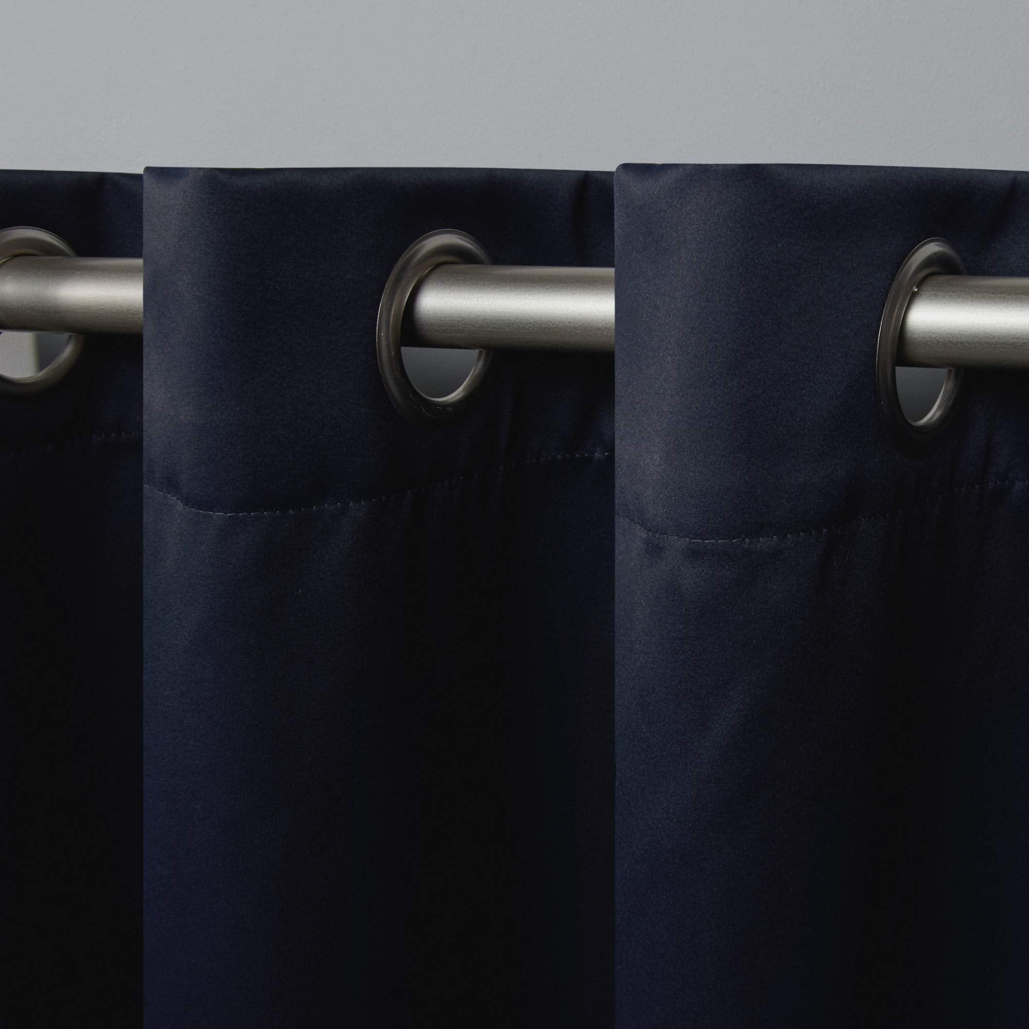 EXCLUSIVE HOME Academy Total Blackout Grommet Top Curtain Panel Pair, 52"x63", Navy