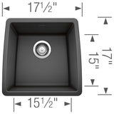 BLANCO, Anthracite 440079 PERFORMA SILGRANIT Undermount Bar Sink, 17.5" X 17"
