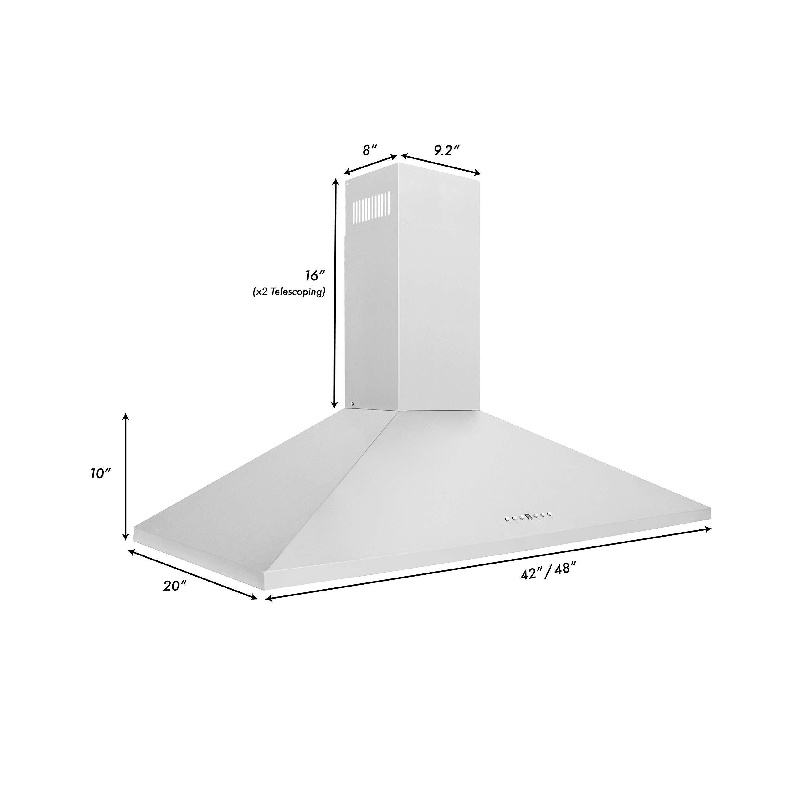 ZLINE 42 in. Convertible Vent Wall Mount Range Hood in Stainless Steel (KL2-42)