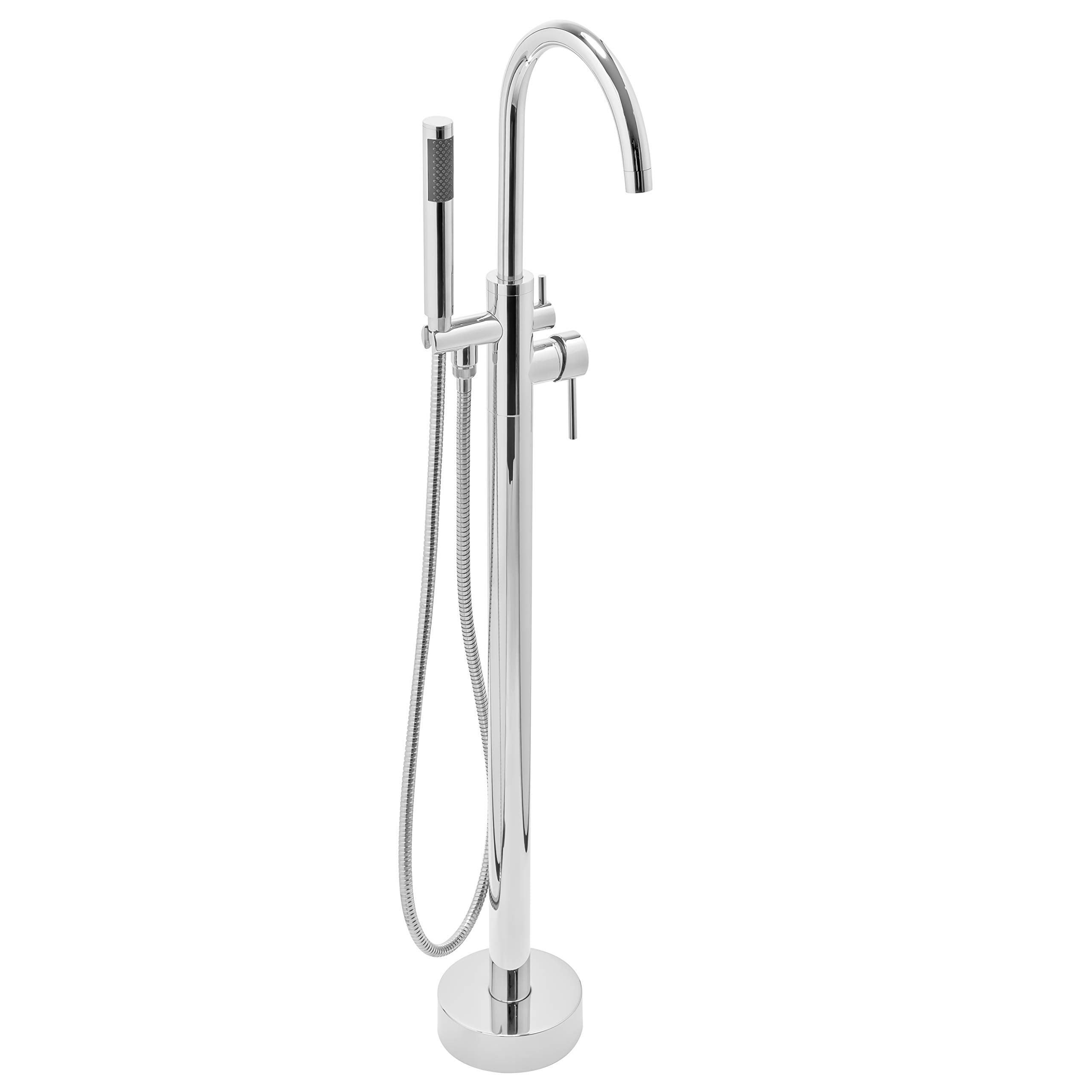 AKDY 47" Multi-Function Brass Made Chrome Finish Floor Mount Tub Filler w/Handheld Shower Wand Bathroom Faucet