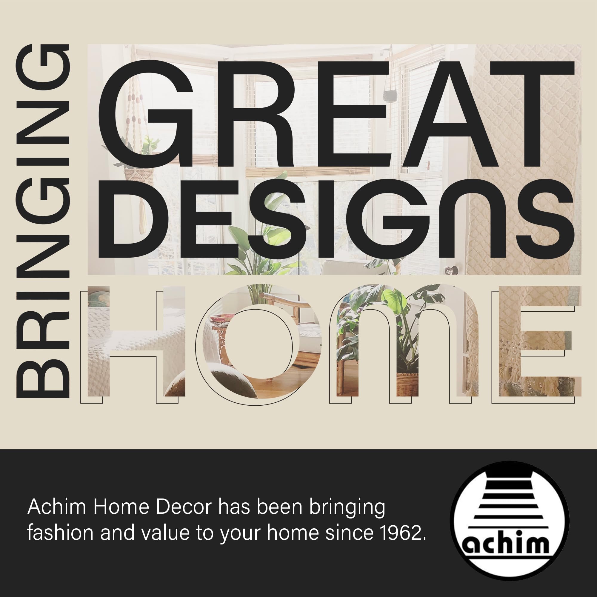 ACHIM Light Filtering Curtain Panel for Windows - 52 x 84 - Lightweight Rod Pocket Drapes for Bedroom, Living Room - Polyester, Machine Washable - Green/Camel