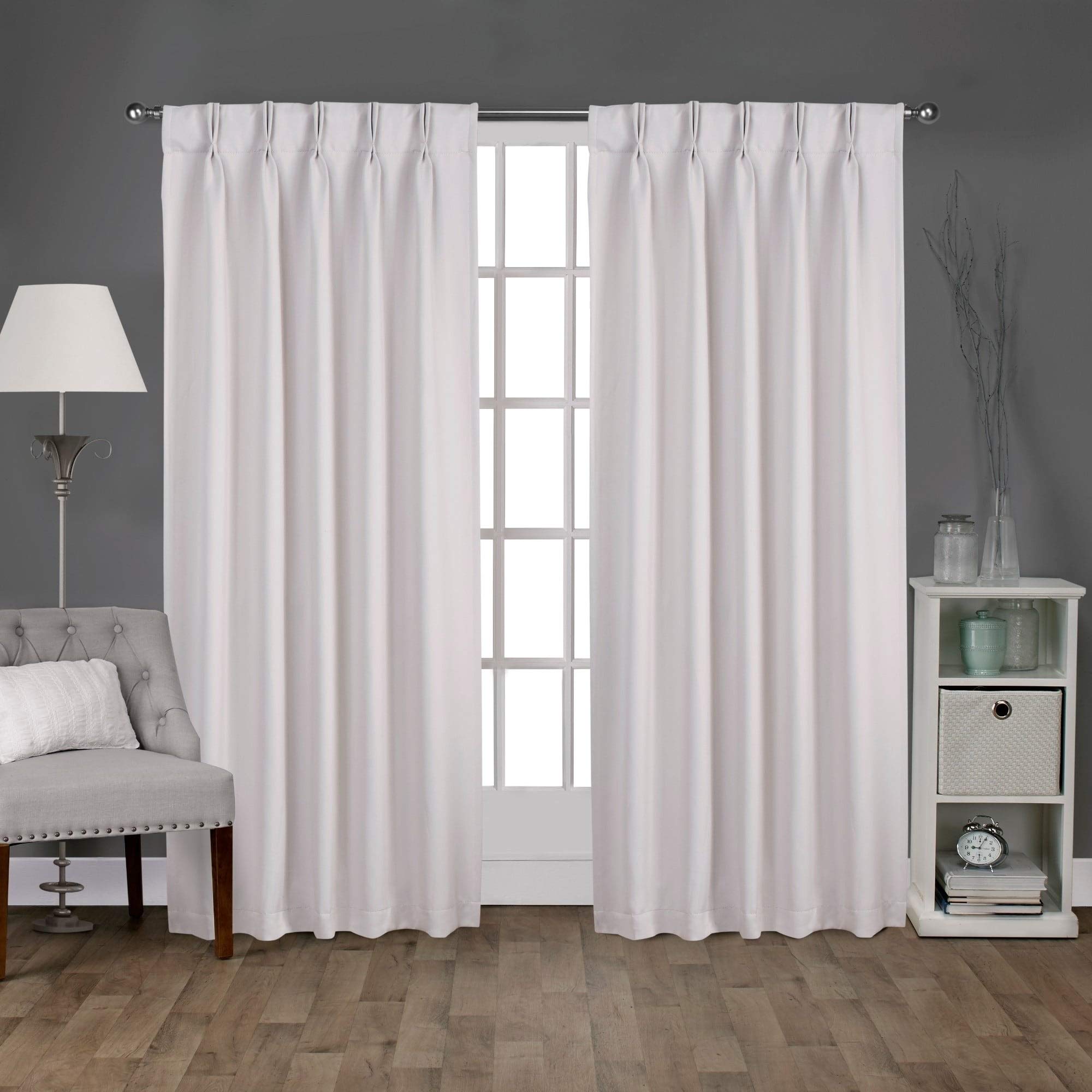 ATI Home Sateen Woven Blackout Curtain Panel Pair with Pinch Pleat Top Silver 52X63 63 Inches