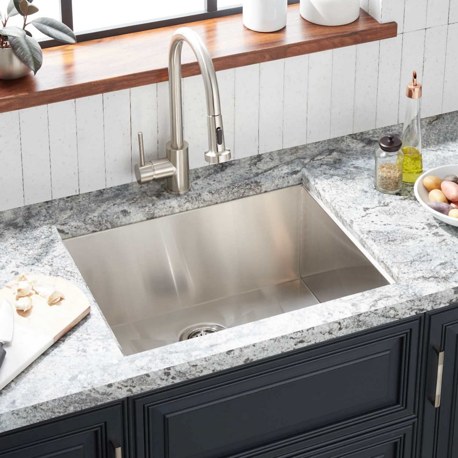 Signature Hardware 447676 Sitka 25" Drop In or Undermount Single Basin Stainless Steel Single Hole Kitchen Sink