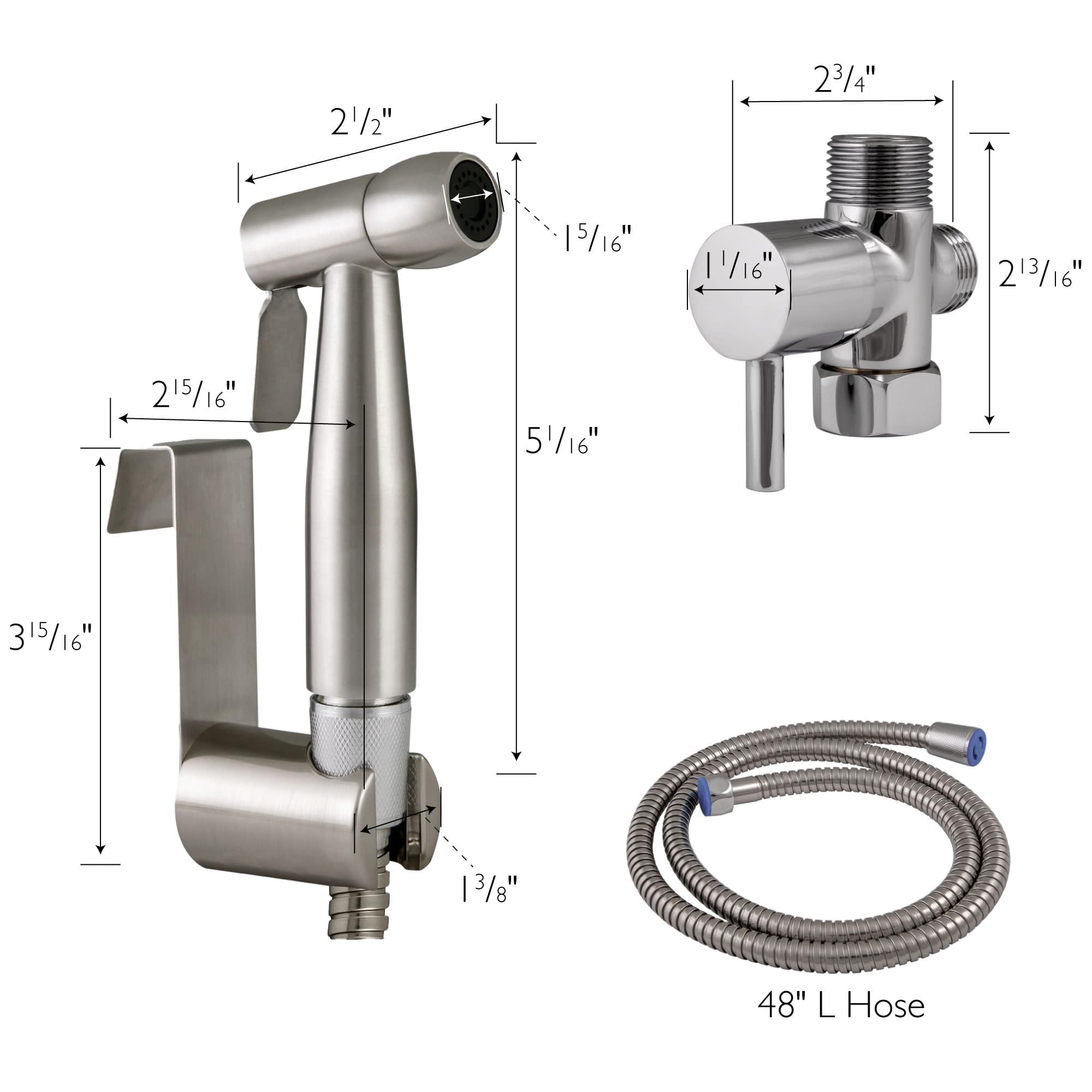 Design House 588913-SS Modern Single-Function Dual-Mount Hand Held Bidet Sprayer for Bathroom, Stainless Steel