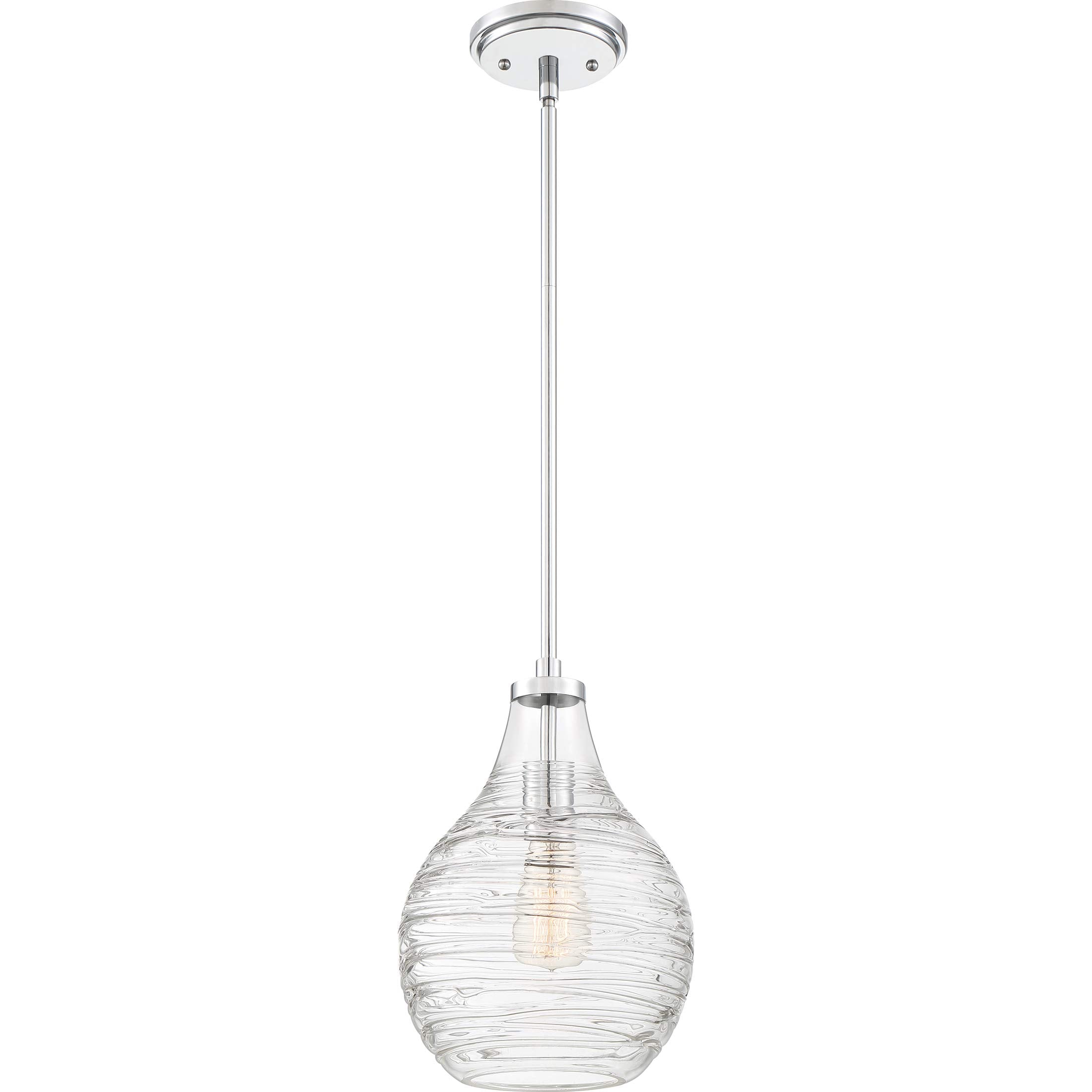 Quoizel QPP4019C Genie Glass Mini Pendant Ceiling Lighting, 1-Light, 100 Watt, Polished Chrome (13"H x 9"W)