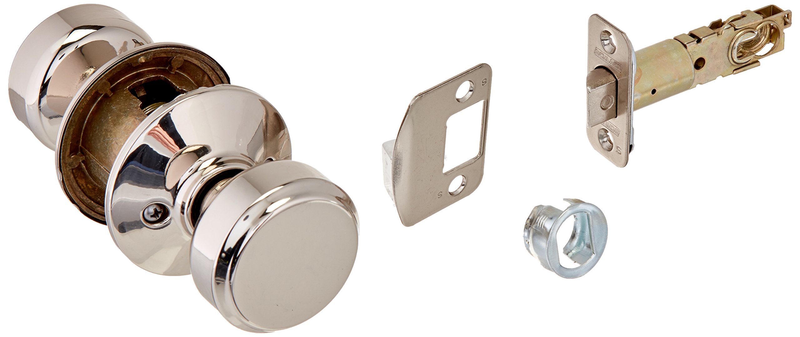 Schlage F10BWE Bowery Passage Lock, Polished Nickel