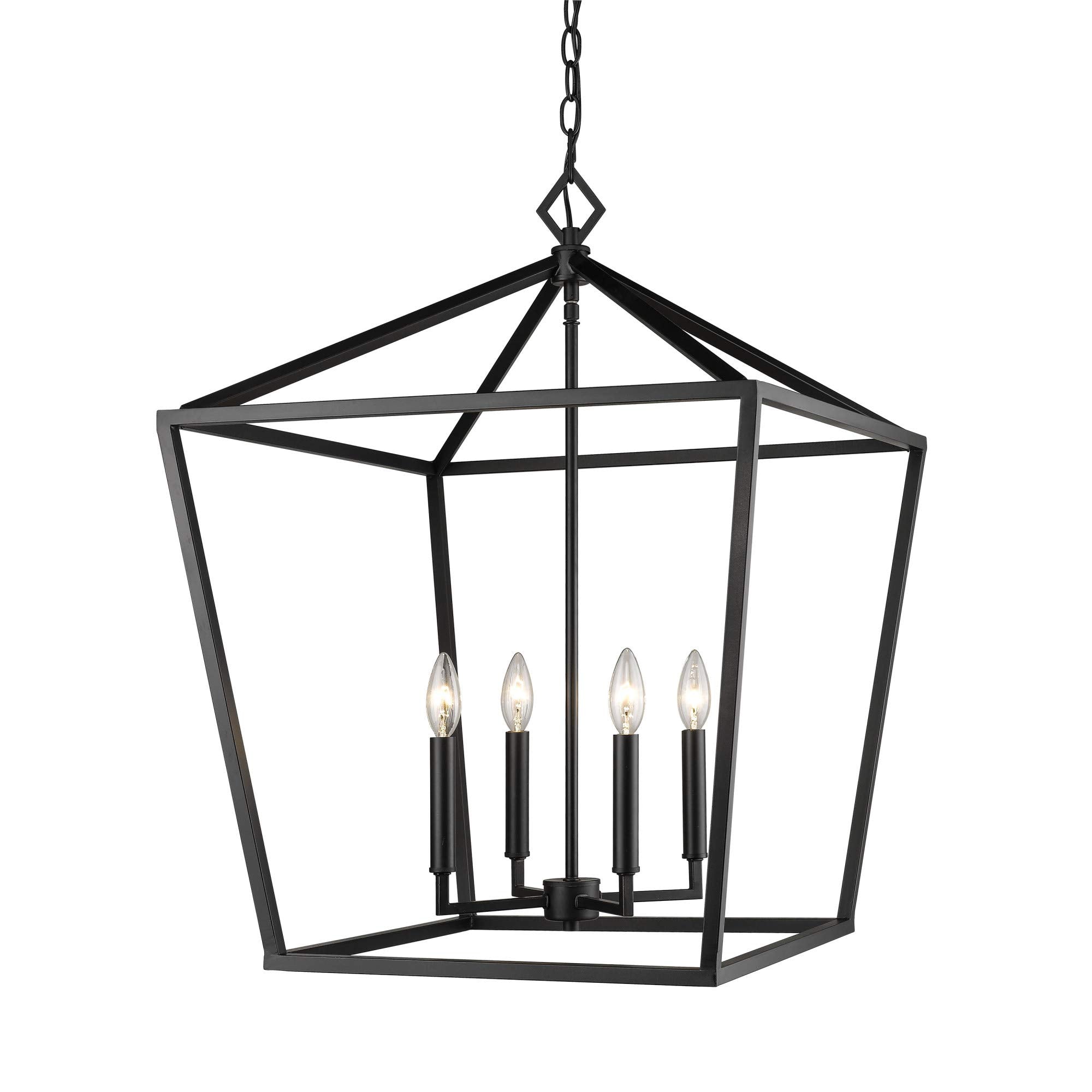 Millennium 3254-MB Transitional Four Light Pendant from None Collection in Black Finish