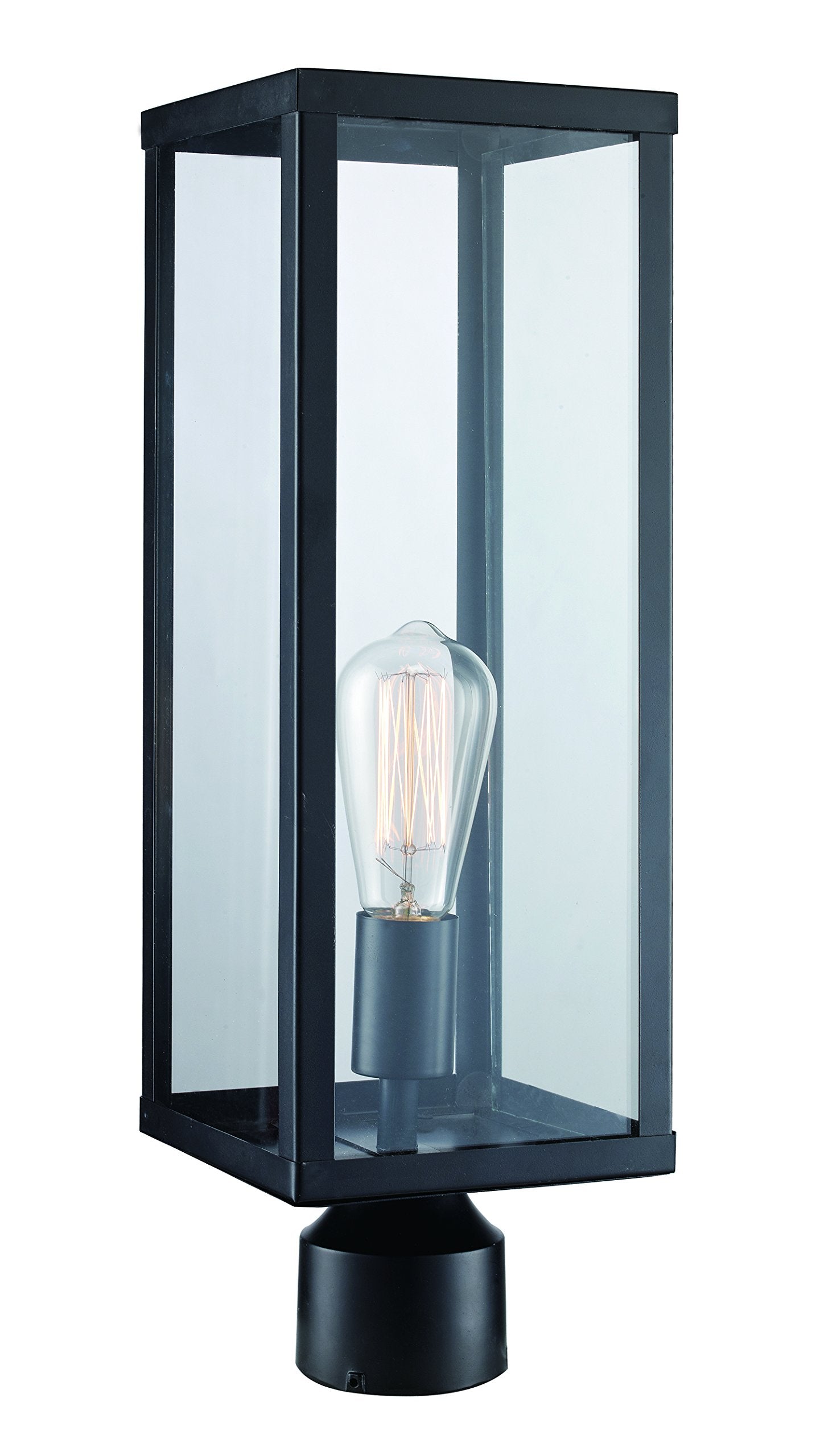 Trans Globe Imports 40754 BK Transitional One Light Postmount Lantern from Oxford Collection in Black Finish, 6.00 inches