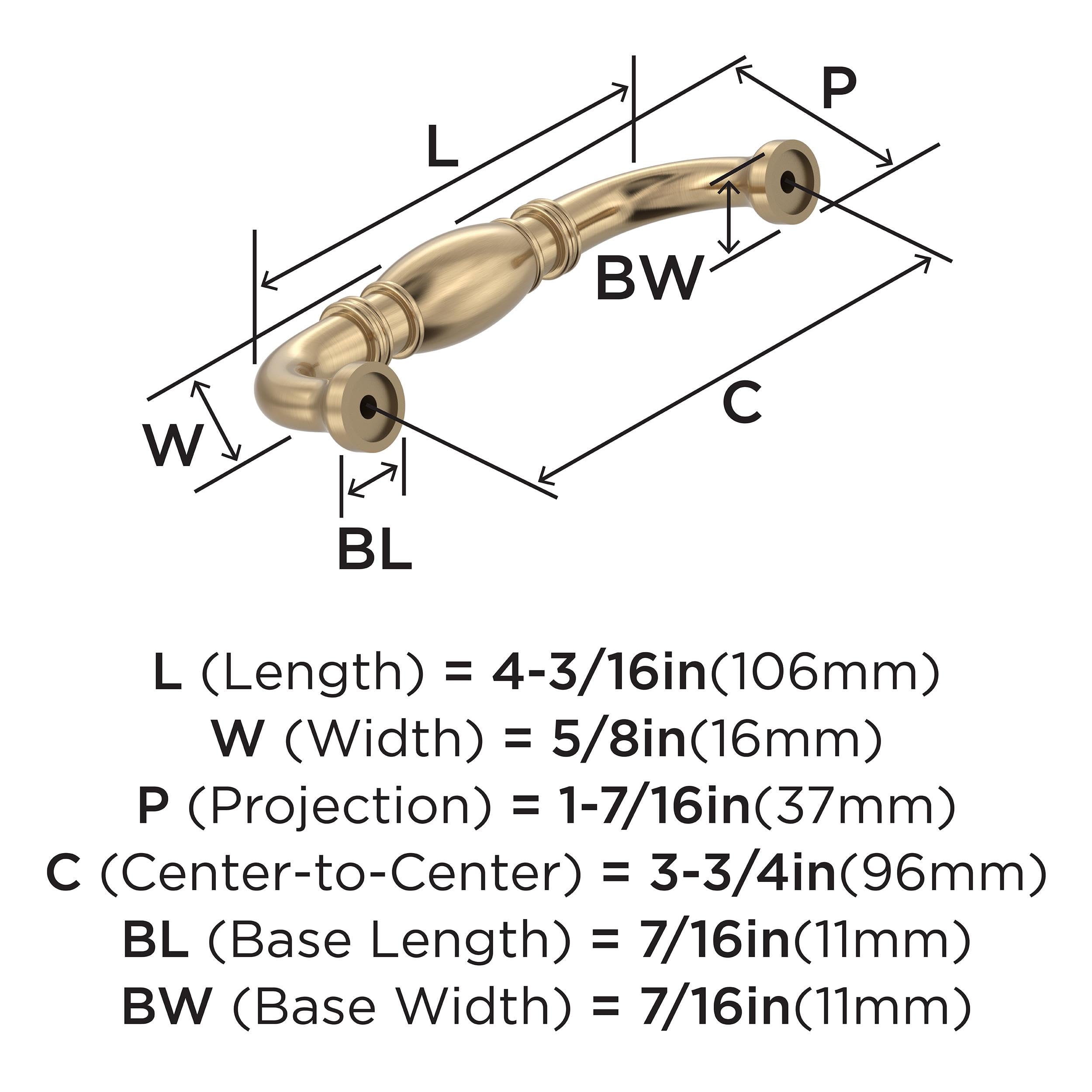 Amerock BP55243CZ Champagne Bronze Cabinet Pull | 3-3/4 inch (96mm) Center-to-Center Cabinet Hardware | Granby | Furniture Hardware | Drawer Pull