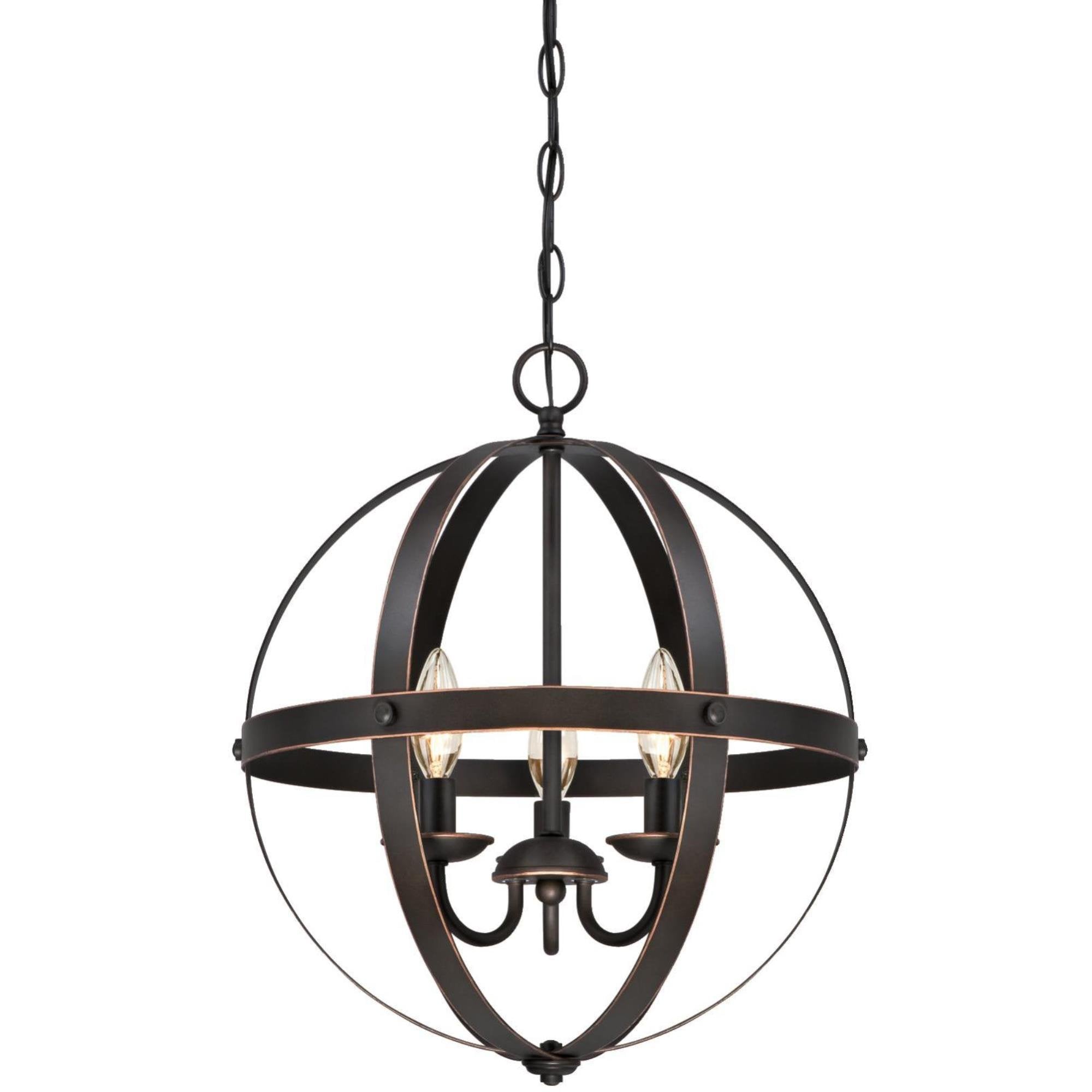 Westinghouse 6341800 Stella Mira Three-Light Pendant, Oil Rubbed Bronze Finish with Highlights