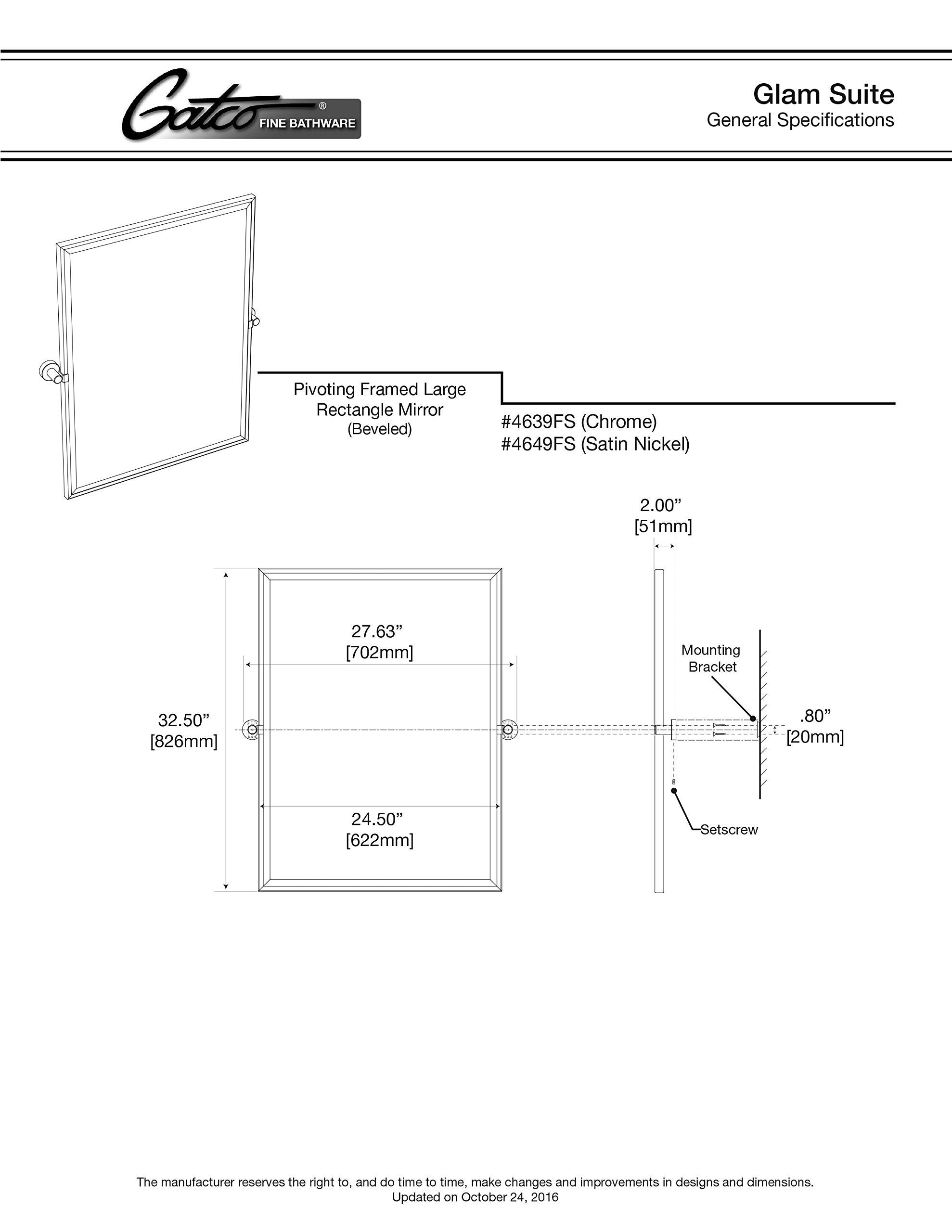 Gatco 4649FS Framed Rectangle Mirror, Satin Nickel