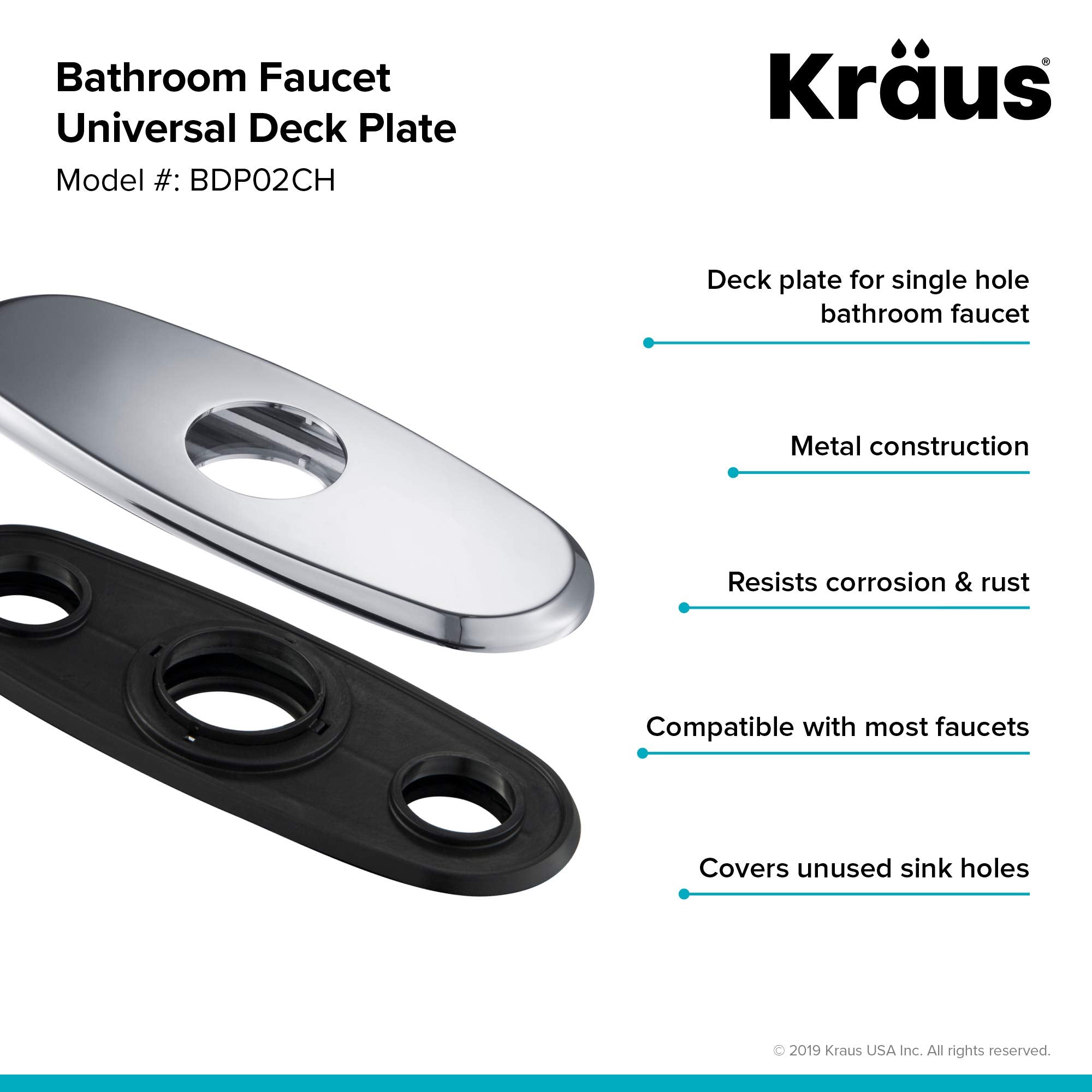 KRAUS Deck Plate for Bathroom Faucet in Chrome, BDP02CH