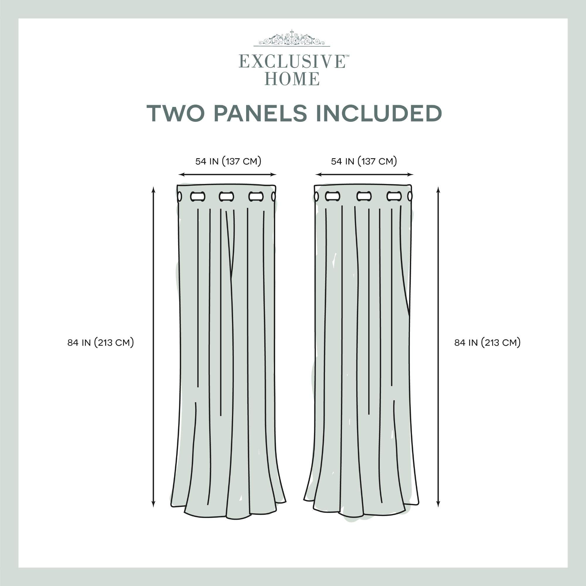 Exclusive Home Curtains - EH7920-02 2-X84G Modo Metallic Geometric Window Curtain Panel Pair with Grommet Top, 54x84, Black Pearl, 2 Piece