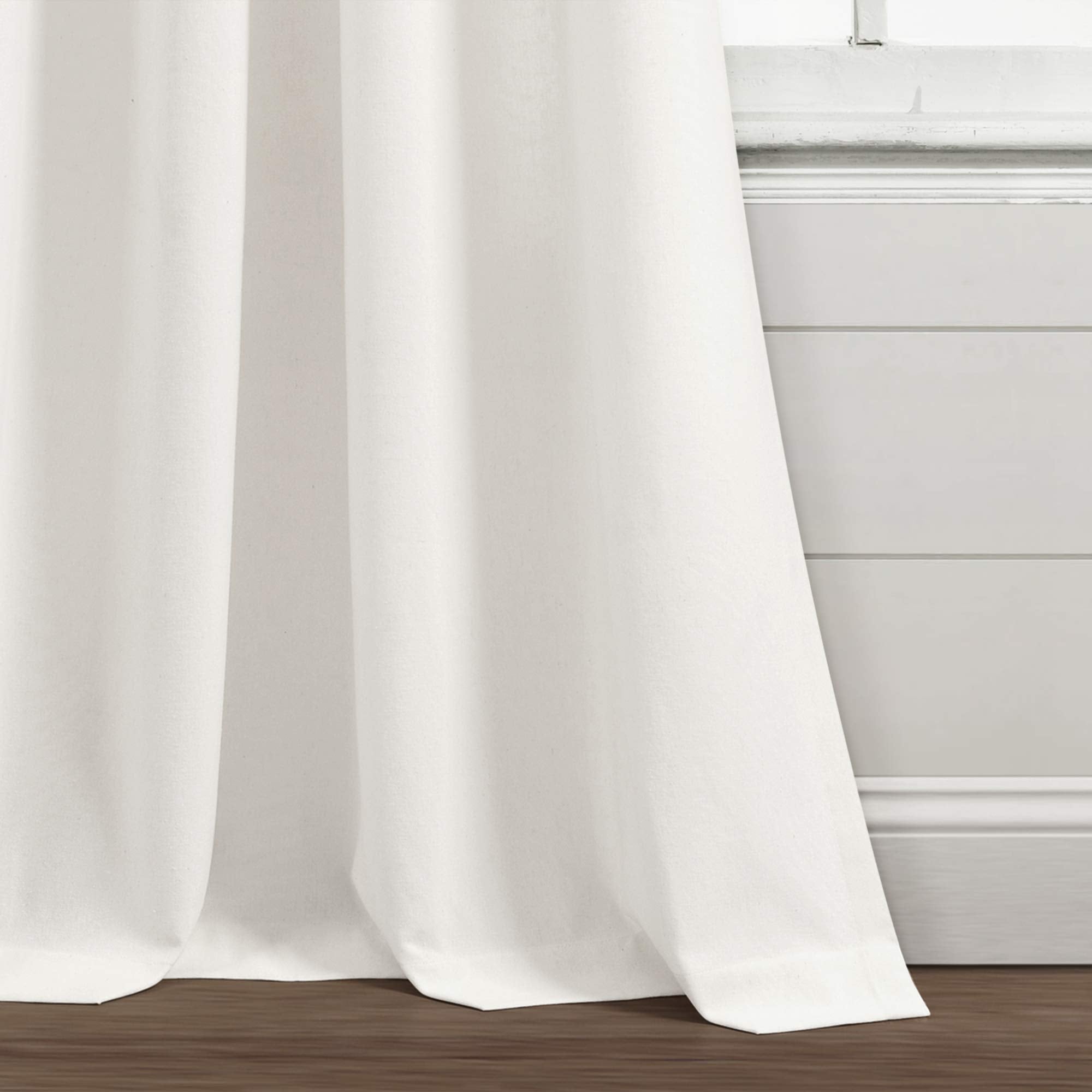 Lush Decor Farmhouse Boho Stripe Woven Tassel Yarn Dyed Cotton Blend Window Curtain Panels Pair 42" W x 95" L Ivory & Black - Striped Living Room Curtains