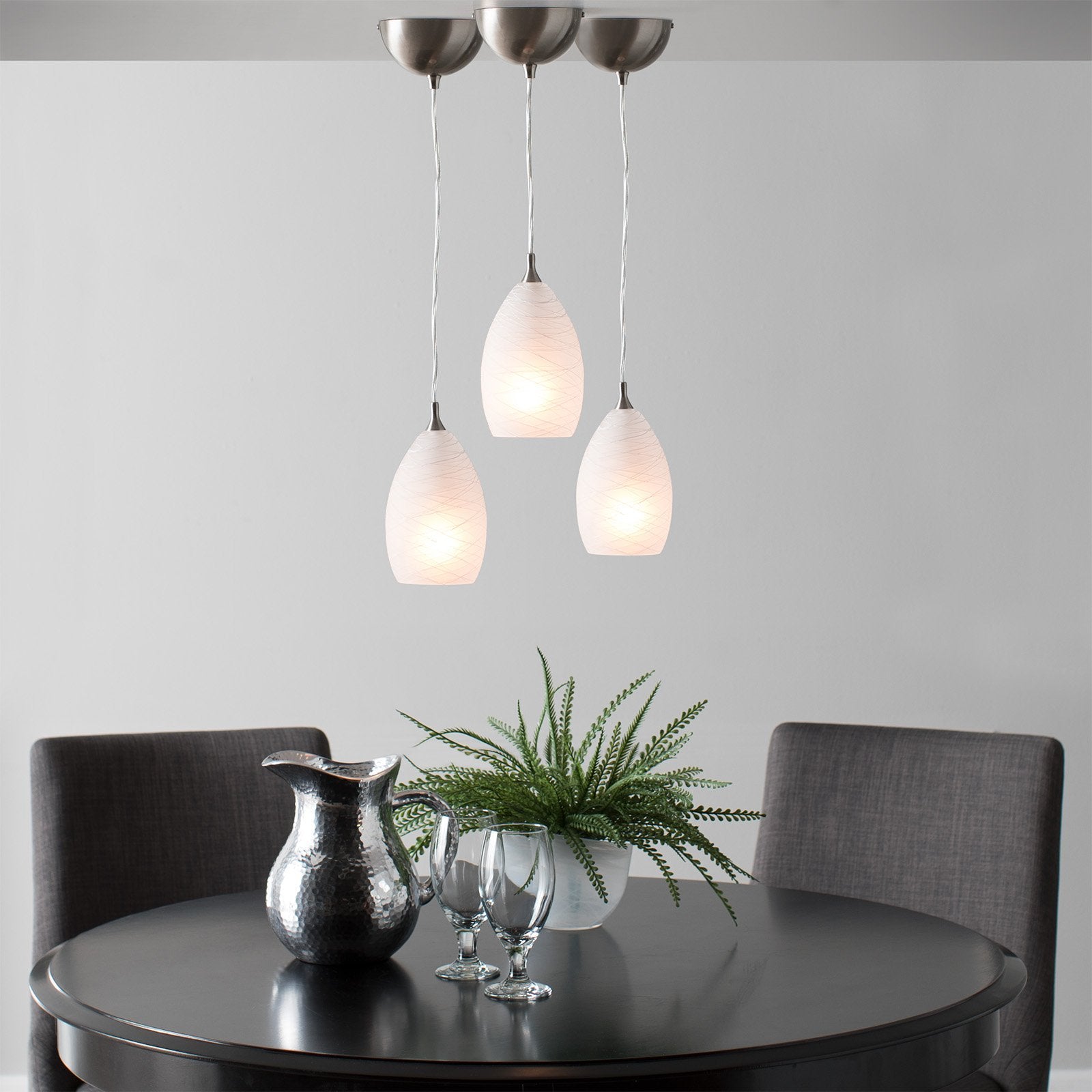 VAXCEL Milano Satin Nickel Mini Pendant Ceiling Light White Glass - Like New