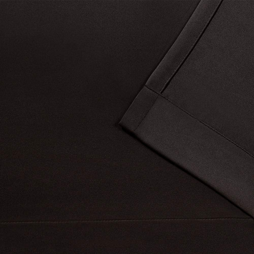 EXCLUSIVE HOME Sateen Twill Woven Room Darkening Blackout Pinch Pleat/Hidden Tab Top Curtain Panel Pair, 84" Length, Espresso