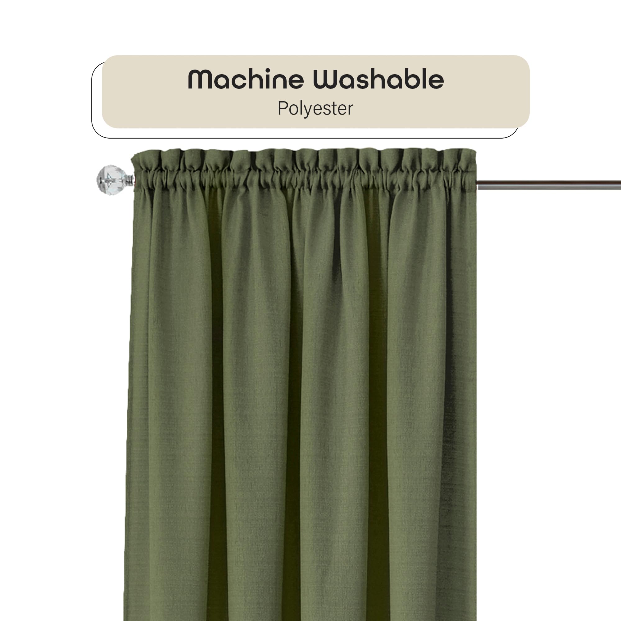 ACHIM Light Filtering Curtain Panel for Windows - 52 x 84 - Lightweight Rod Pocket Drapes for Bedroom, Living Room - Polyester, Machine Washable - Green/Camel