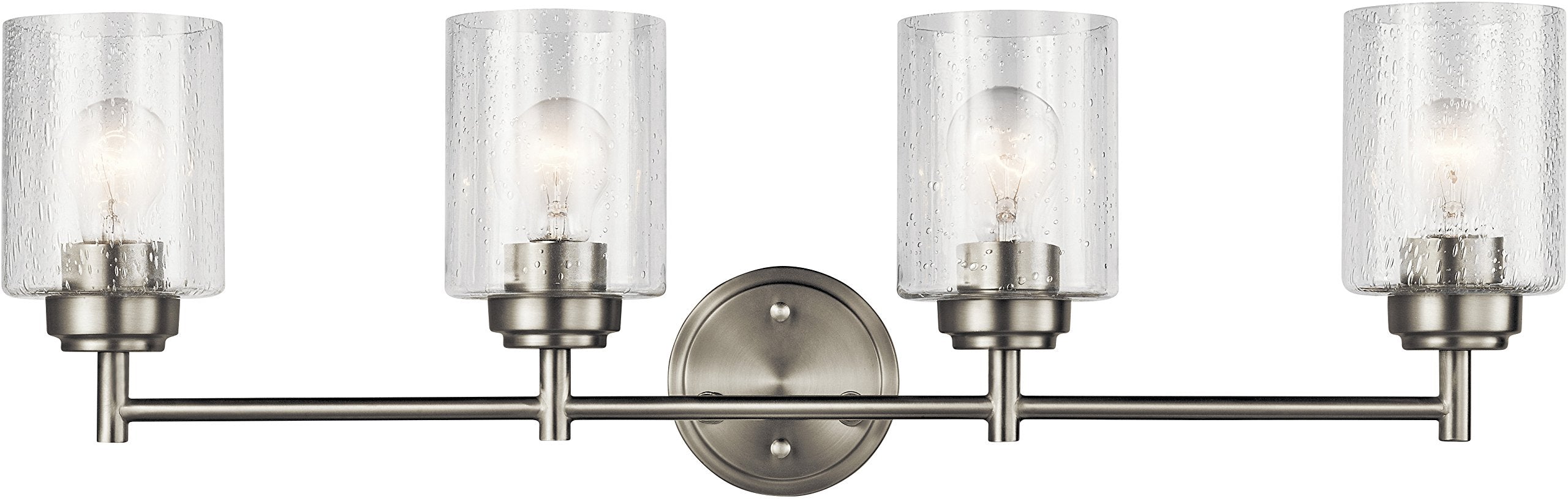 Kichler Winslow 30" Vanity Light in Brushed Nickel, 4-Light Transitional Bathroom Light with Clear Seeded Glass. (30" W x 9.25" H), 45887NI