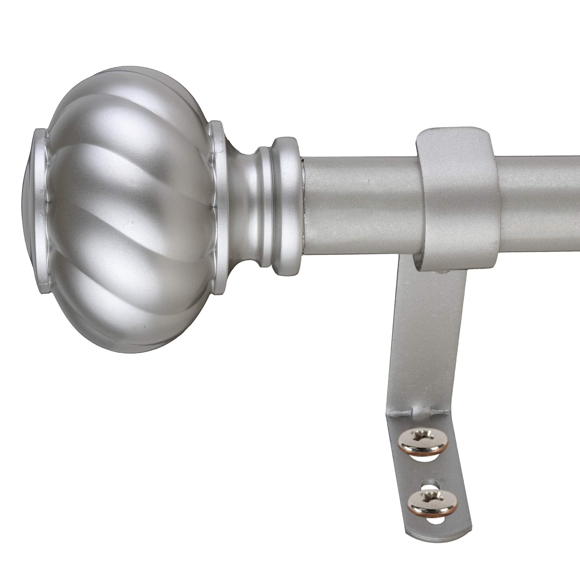 Decopolitan 1" Twist Knob Curtain Rod, 72 to 144 Inches, Antique Silver