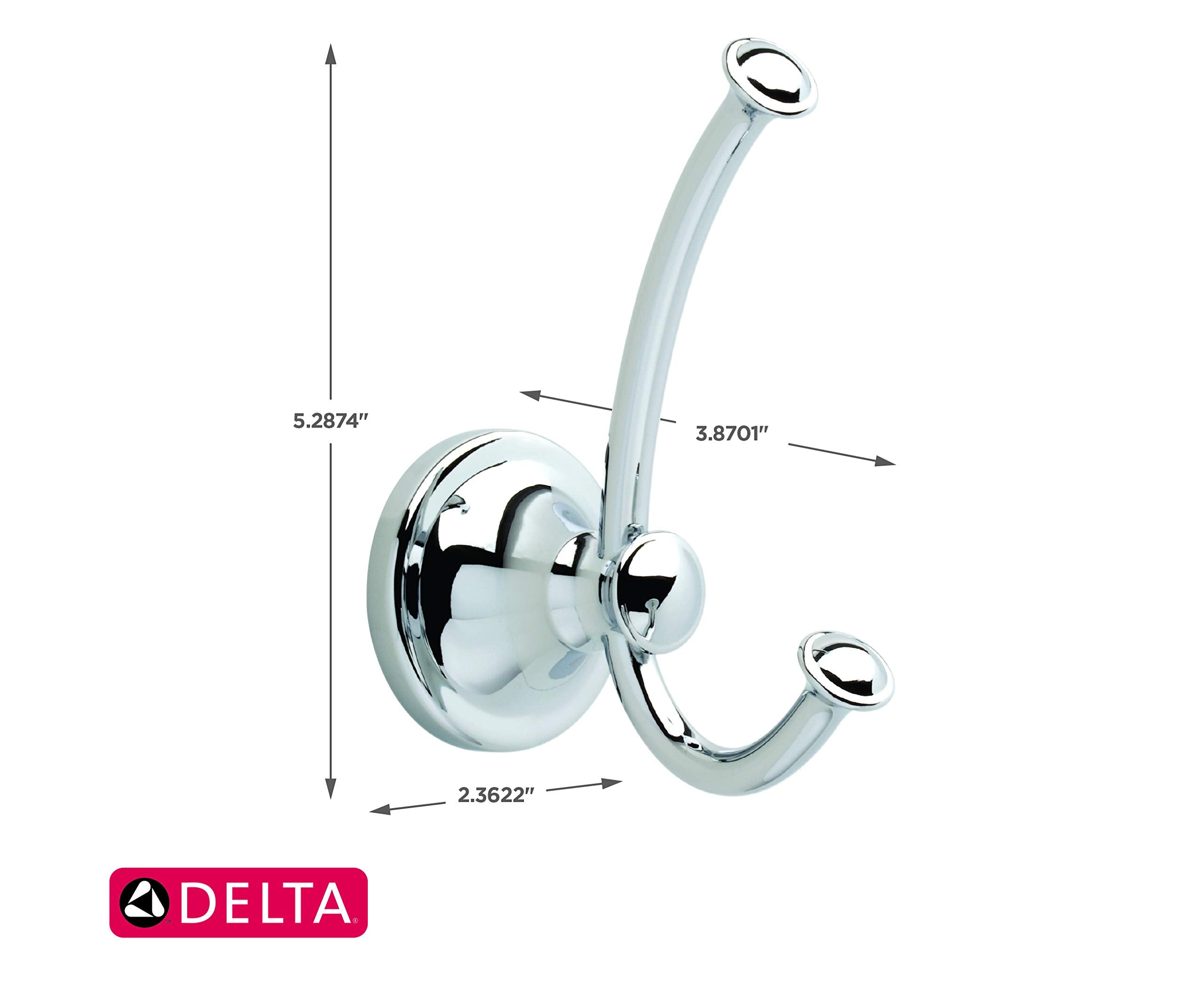 Delta Faucet 132890, Bathroom Accessories, Silverton Towel Hook, Polished Chrome