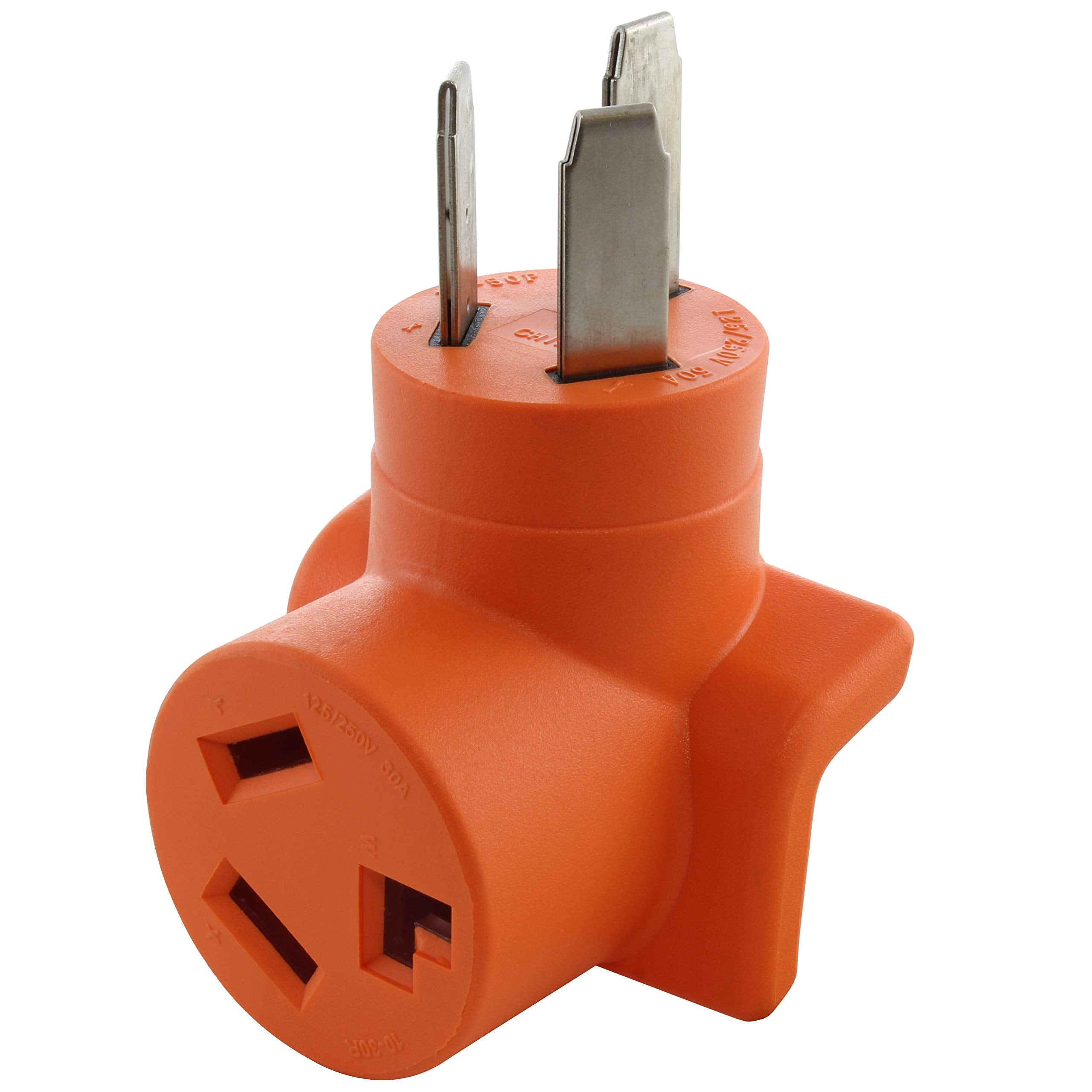 AC WORKS 10-50P 50-Amp 3-Prong Old Style Dryer/Range Plug to 10-30R 3-Prong Dryer Outlet (Compact)