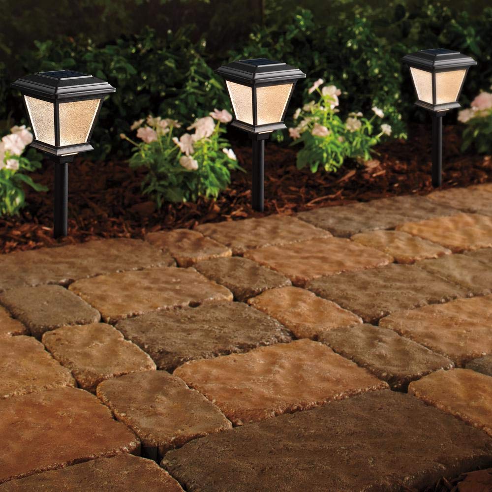 Hampton Bay Solar 0.2-Watt Black Outdoor Landscape LED Path Light (6-Pack)