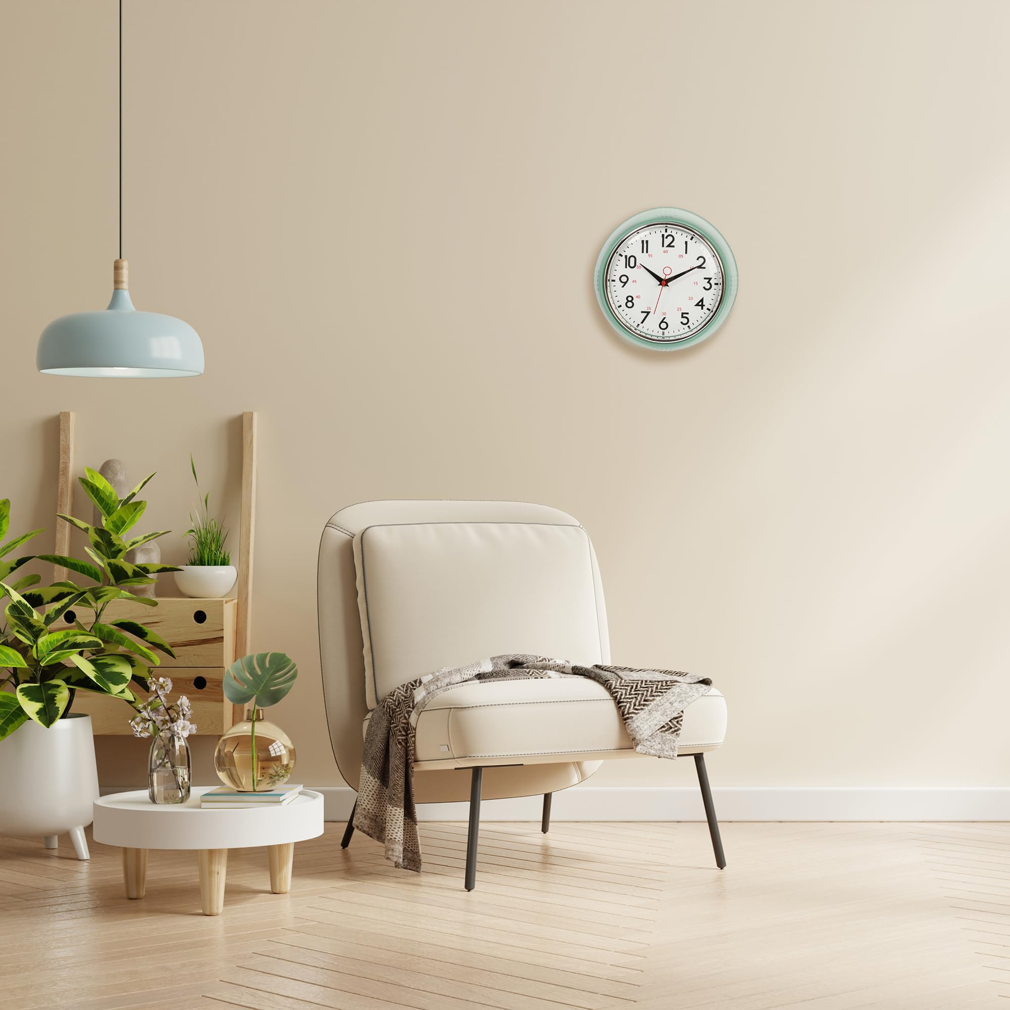 Kiera Grace Wall Clock, 9.5 Inch, Retro White ClassicWall Clocks Battery Operated, Vintage Silent Non Ticking Home Decor for Living Room, Kitchen, Bathroom