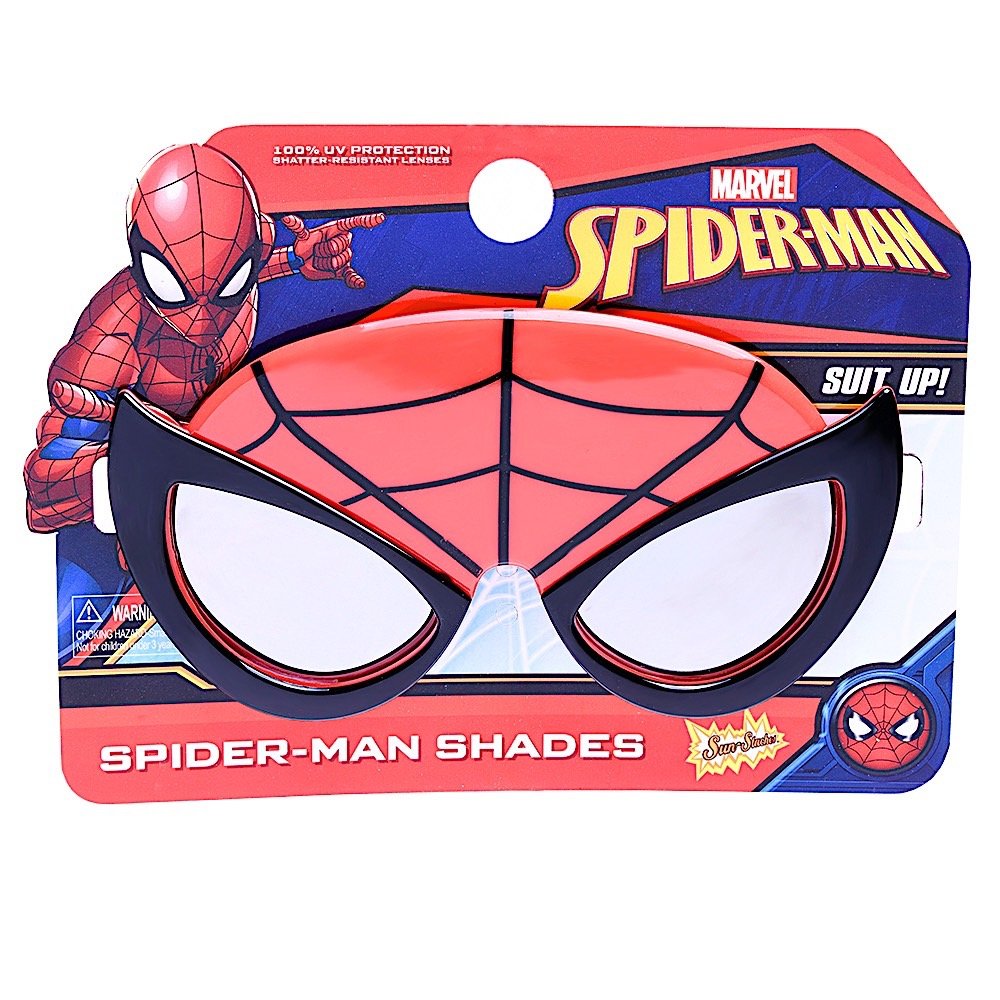 Sun-Staches Marvel Spider-Man Official Lil Characters Child Sunglasses Costume Accessory UV 400 Lenses, Red Web Mask, One Size Fits Most Kids