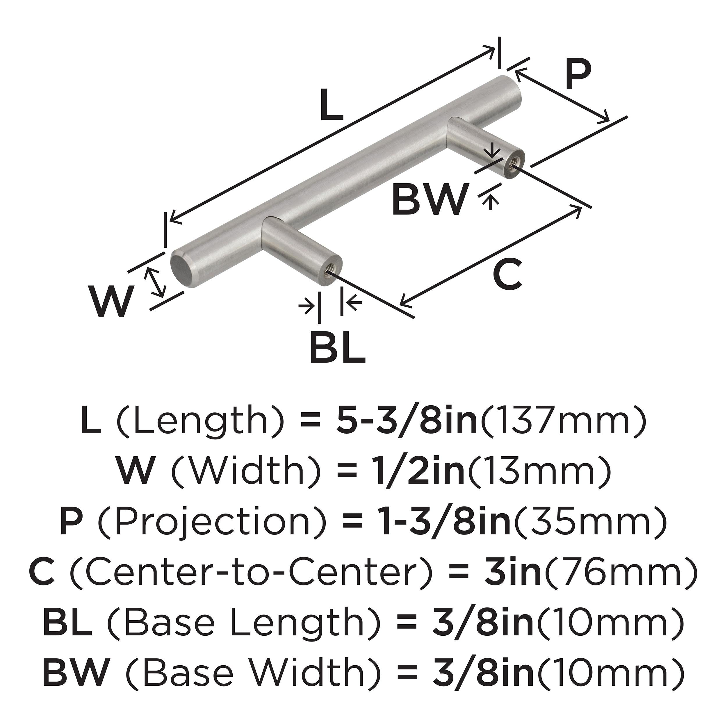 Amerock | Cabinet Pull | Stainless Steel | 3 inch (76 mm) Center to Center | Bar Pulls | 1 Pack | Drawer Pull | Drawer Handle | Cabinet Hardware