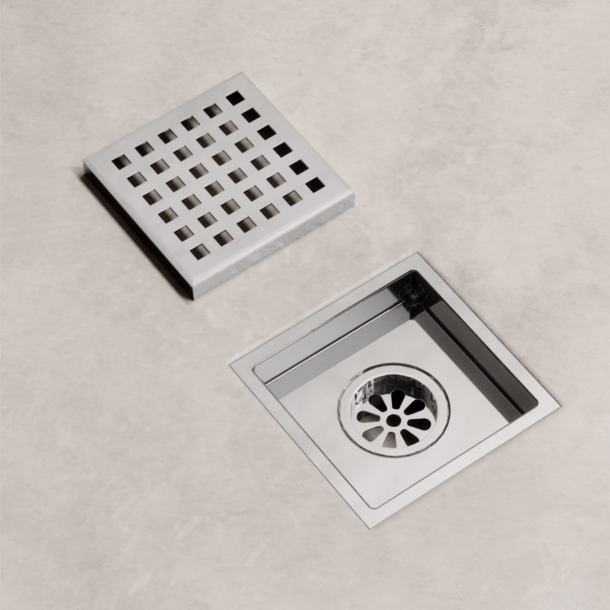 VIGO Elan 4.38 in. W x 4.38 in. L Square Shower Drain in Chrome - VG07004CH