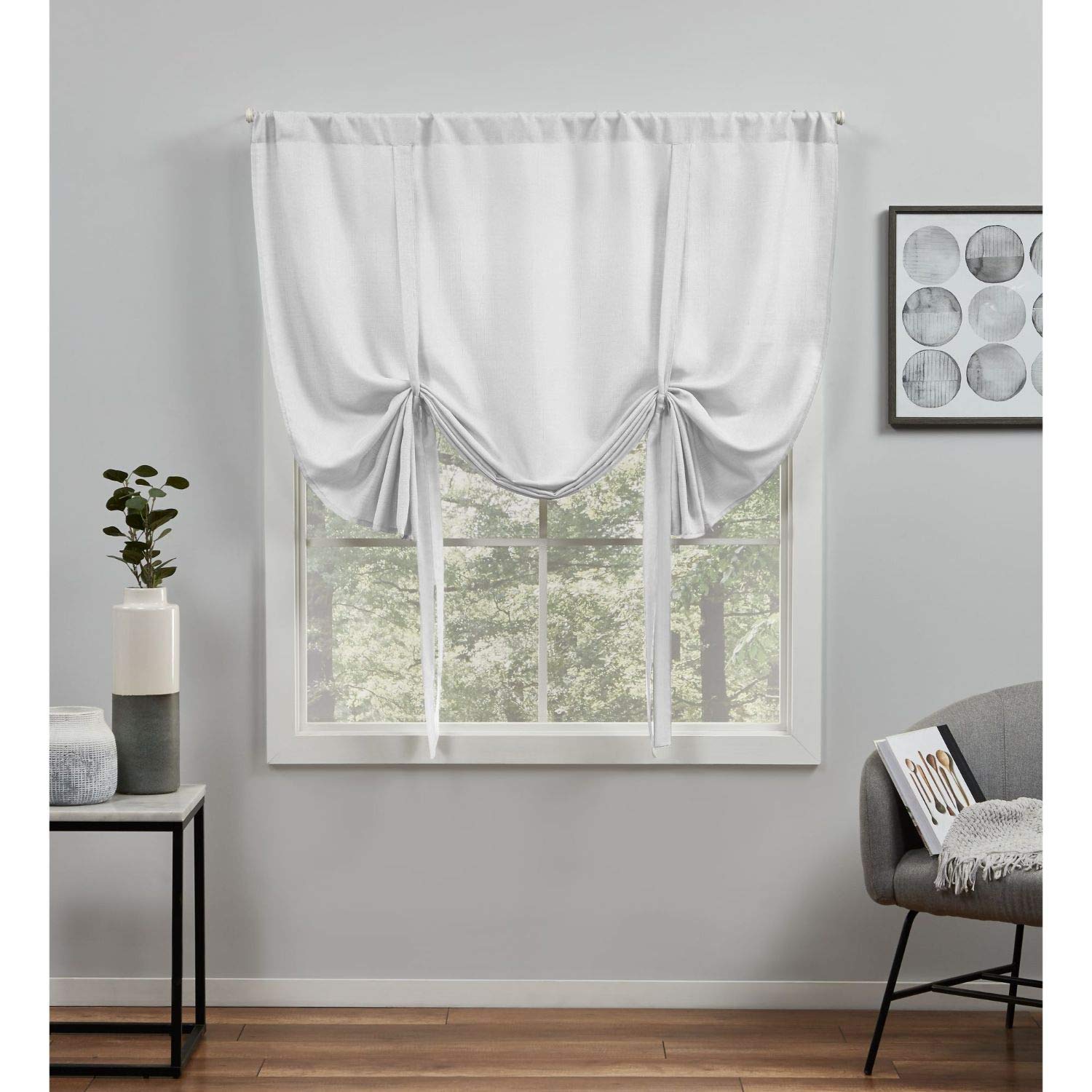 EXCLUSIVE HOME Loha Light Filtering Rod Pocket Tie Up Shade, 54"x63", Winter