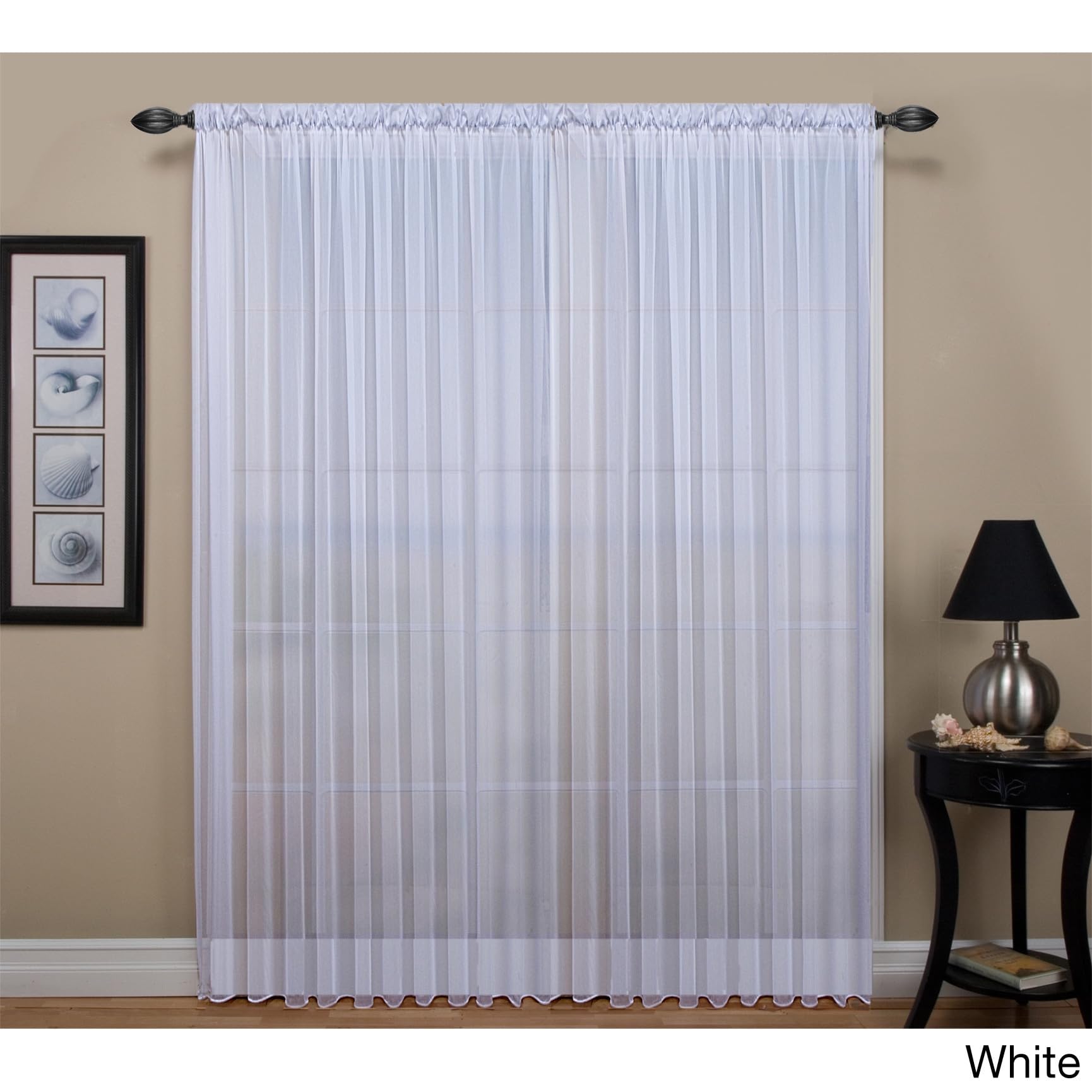 Ricardo Tergaline Semi-Sheer, Unique Two-Way Rod Pocket Top, 108-IN Extra Wide Panel with Custom Weighted Corded Bottom Hem White 108 x 96 96 Inches