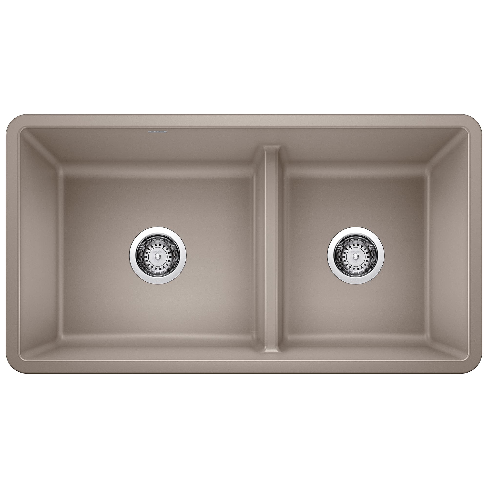 Precis Reversible 1-3/4 Double Bowl Kitchen Sink with Low Divide, Truffle