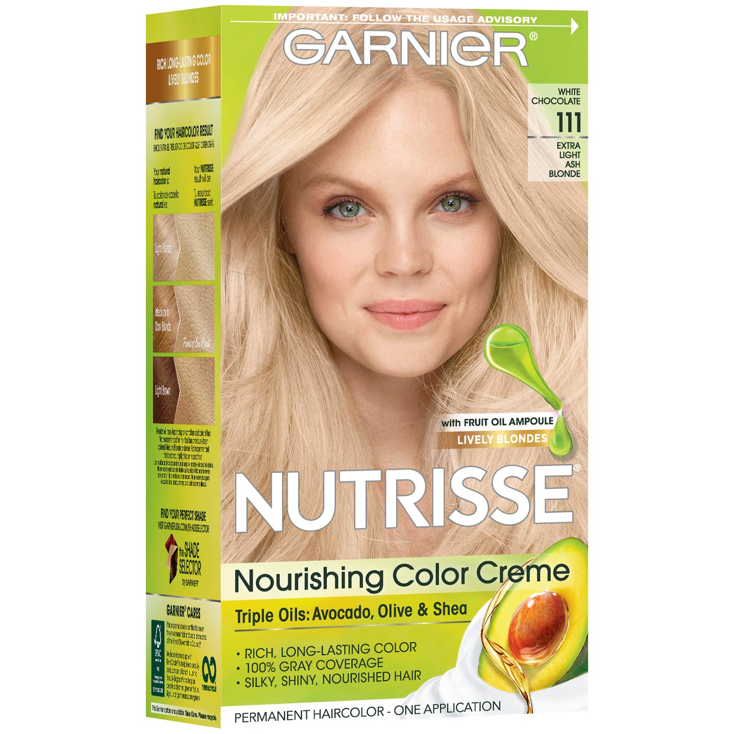 Garnier Nutrisse Nourishing Hair Color Creme, 111 Extra-Light Ash Blonde (White Chocolate) (Packaging May Vary)