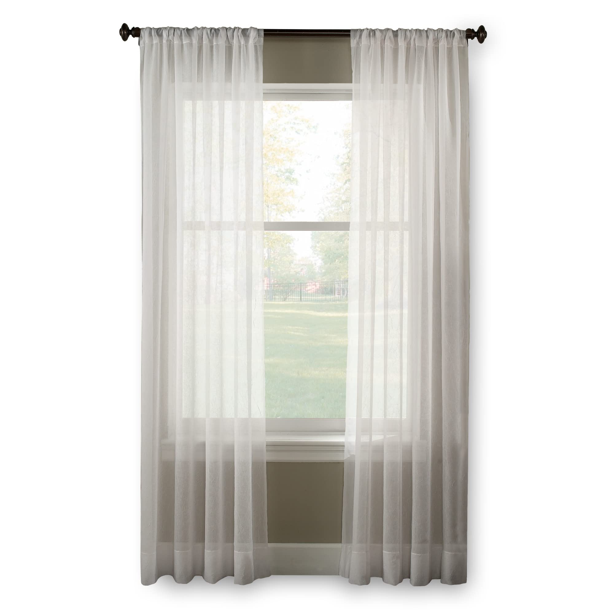 Curtainworks Trinity Crinkle Voile Sheer Curtain Panel, 51 x 95 in, Winter