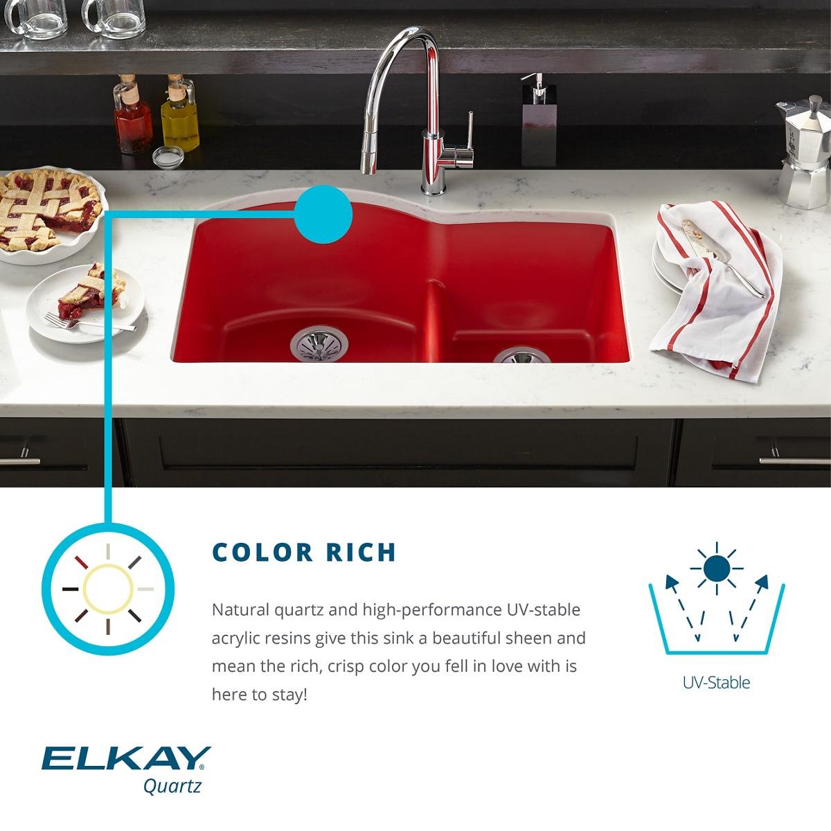 Elkay ELXRUP3620RT0 Quartz Luxe Ricotta Single Bowl Undermount Kitchen Sink with Perfect Drain