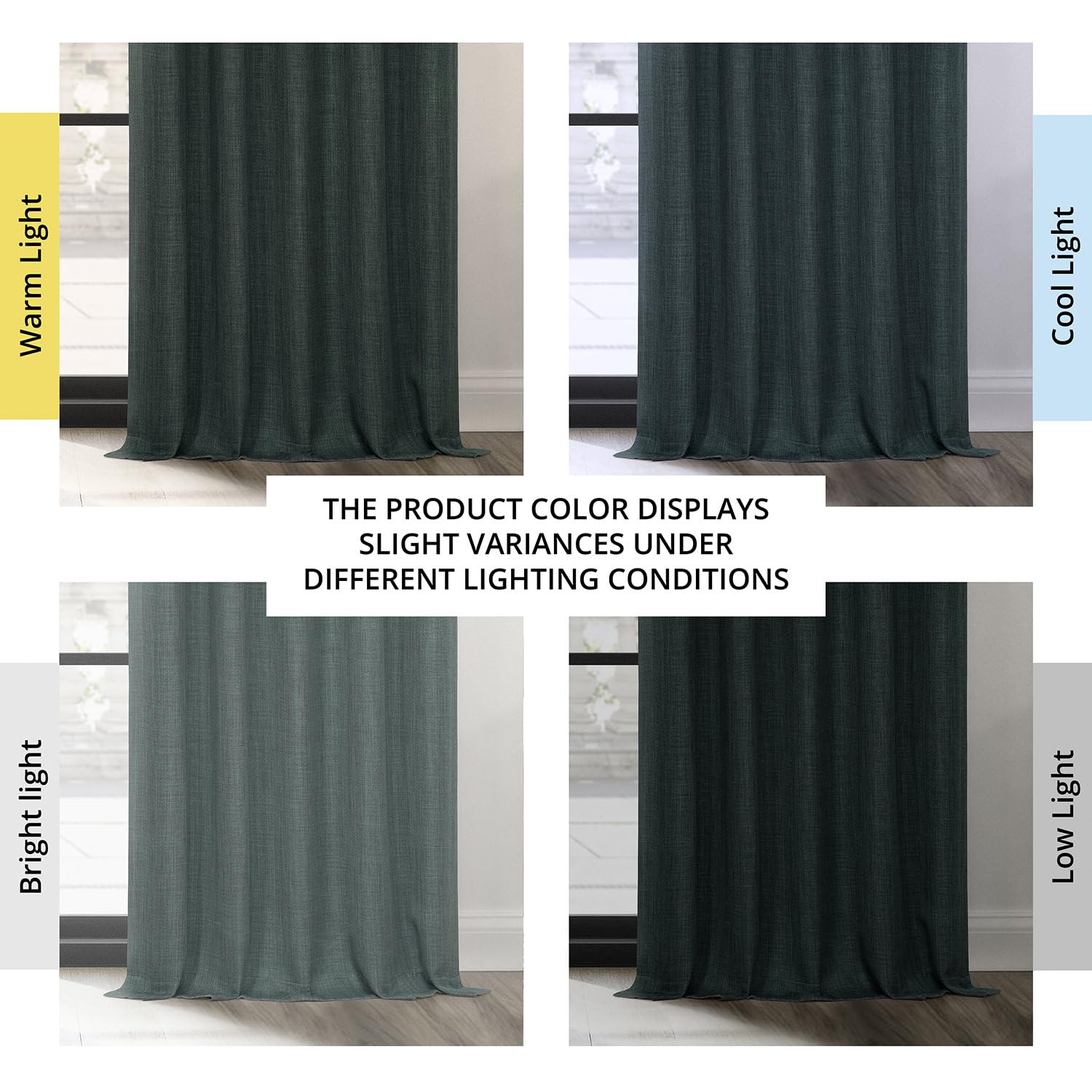 HPD Half Price Drapes - Faux Linen Curtains for Living Room (1 Panel) - 50W X 96L - Textured Room Darkening Curtains for Bedroom 96 Inches Long - Drapes for Home Decor, Focal Green