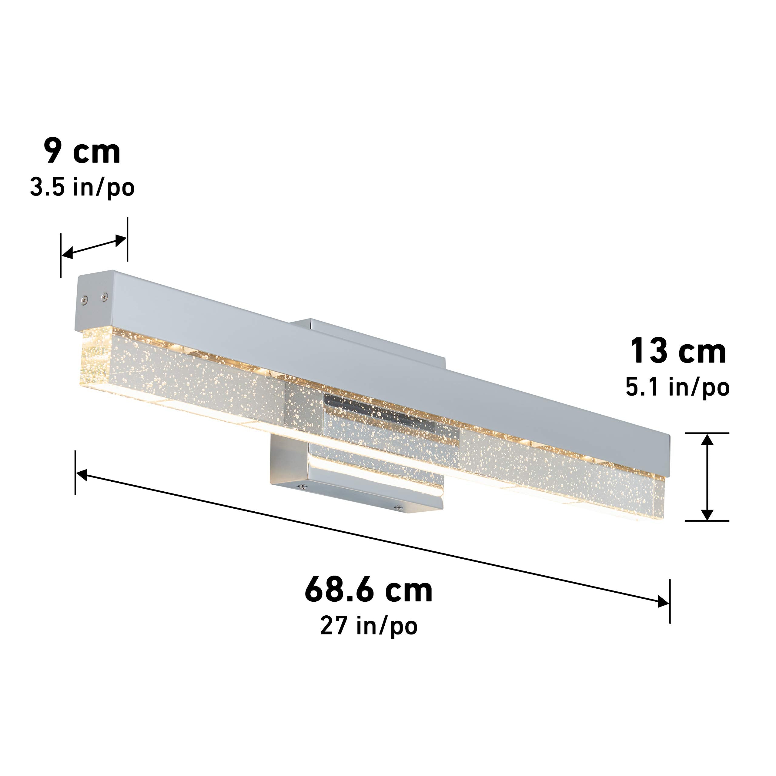 Artika Bubble Bar 23W Integrated LED Modern Vanity Light Fixture, Chrome Finish - Ideal for Bathroom Lighting -1300 Lumens, 3000 Kelvin, No Bulb Required