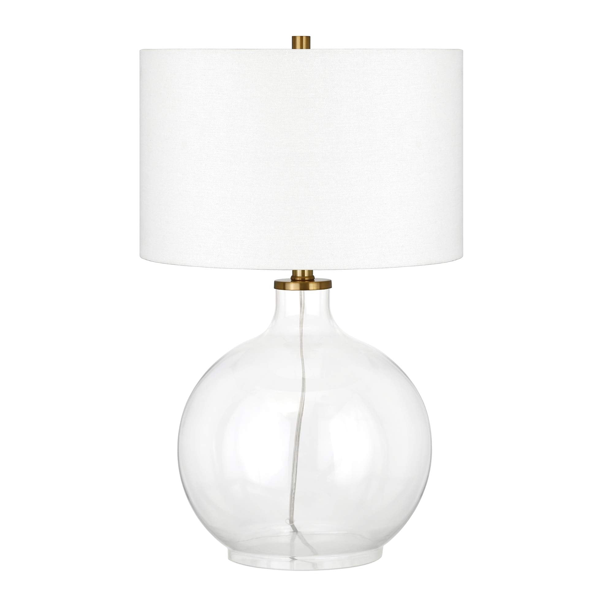 Laelia 24.75" Tall Table Lamp with Fabric Shade in Clear Glass/Brass/White