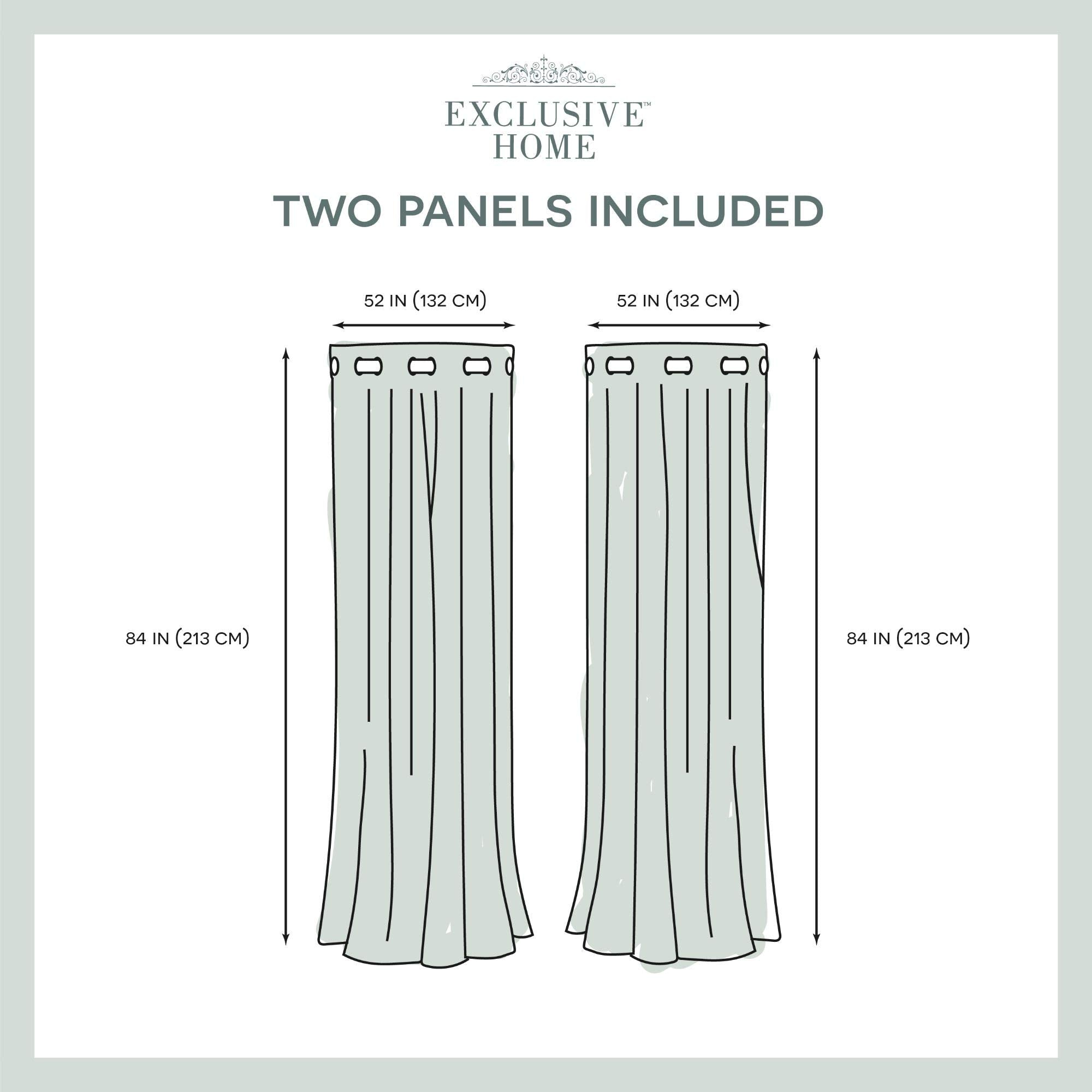EXCLUSIVE HOME Sateen Twill Woven Room Darkening Blackout Grommet Top Curtain Panel Pair, 52"x84", Stone