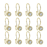 Utopia Alley Shower Hooks - Double Shower Curtain Rings for Bathroom - Rust Resistant Shower Curtain Hooks for Shower Curtain or Liner - Shower Curtain Rings with Crystal Design - Set of 12, Gold