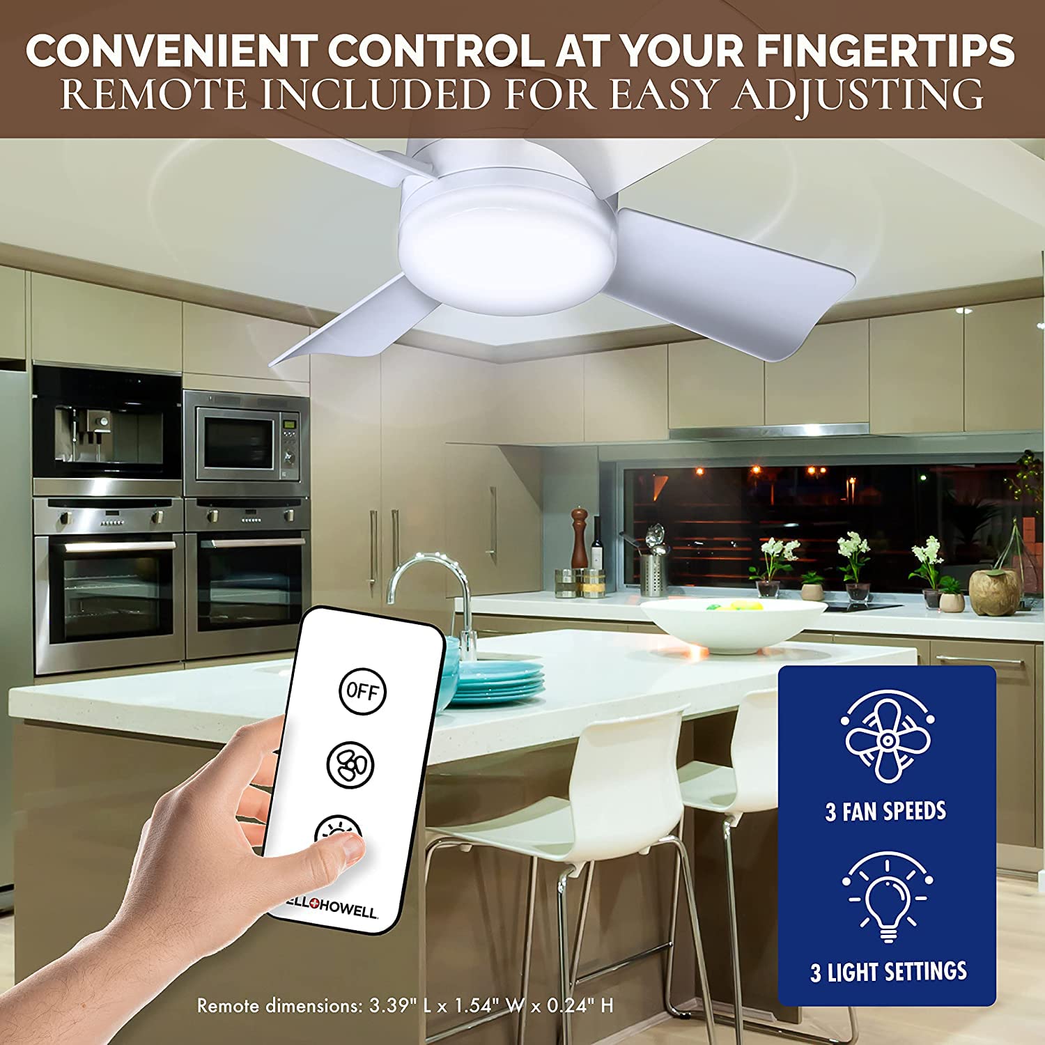 Socket Fan Light Deluxe LED – Ceiling Fans with Lights and Remote Control, Lightbulb Replacement for Indoor - Bedroom, Kitchen, Living Room,1000 Lumens / 5000 Kelvins As Seen On TV